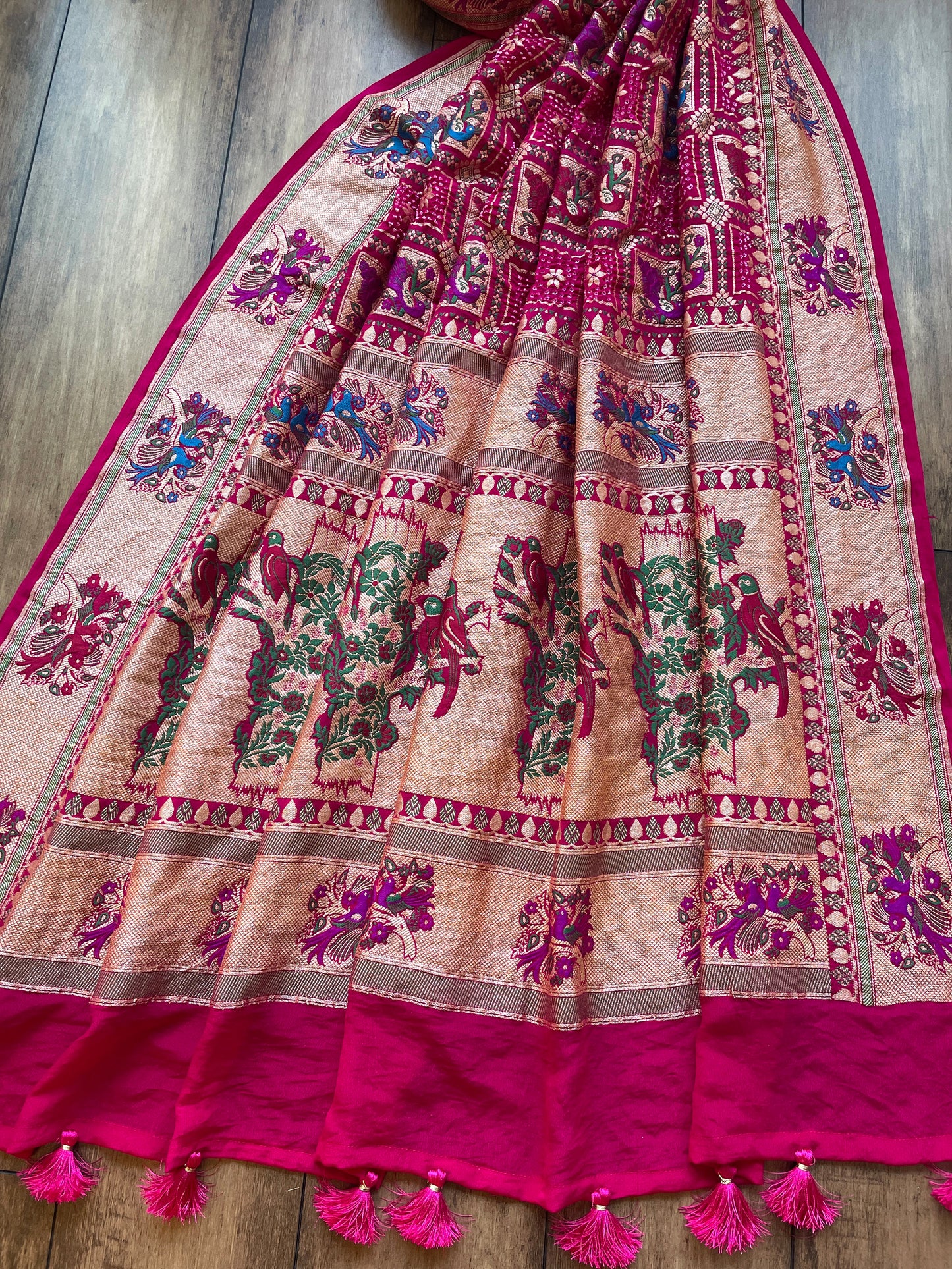 Multi-Color Figure Meena Rani Bandhej Dupatta