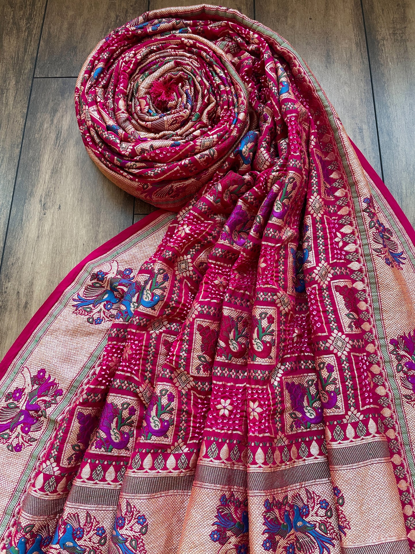 Multi-Color Figure Meena Rani Bandhej Dupatta