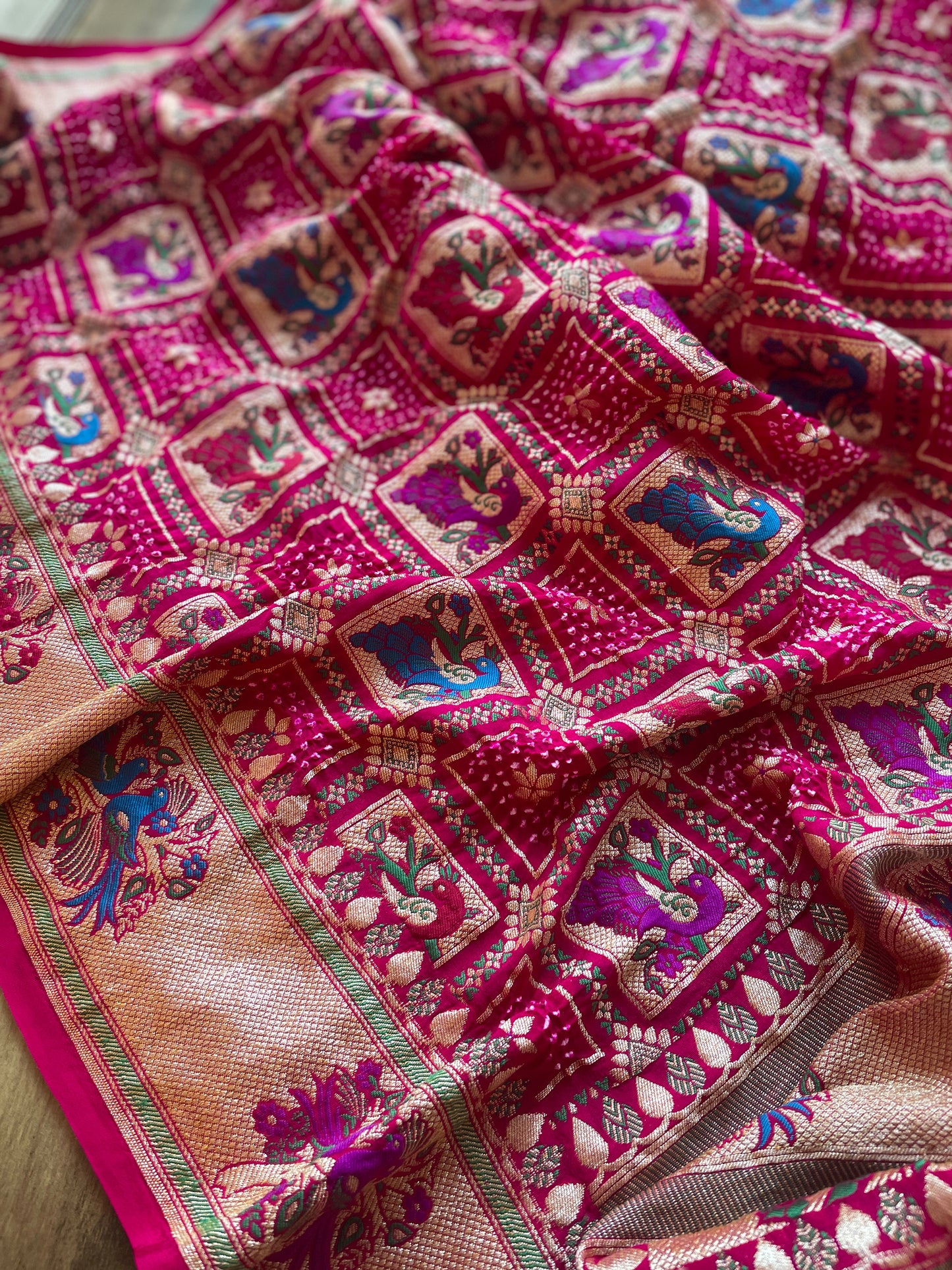 Multi-Color Figure Meena Rani Bandhej Dupatta