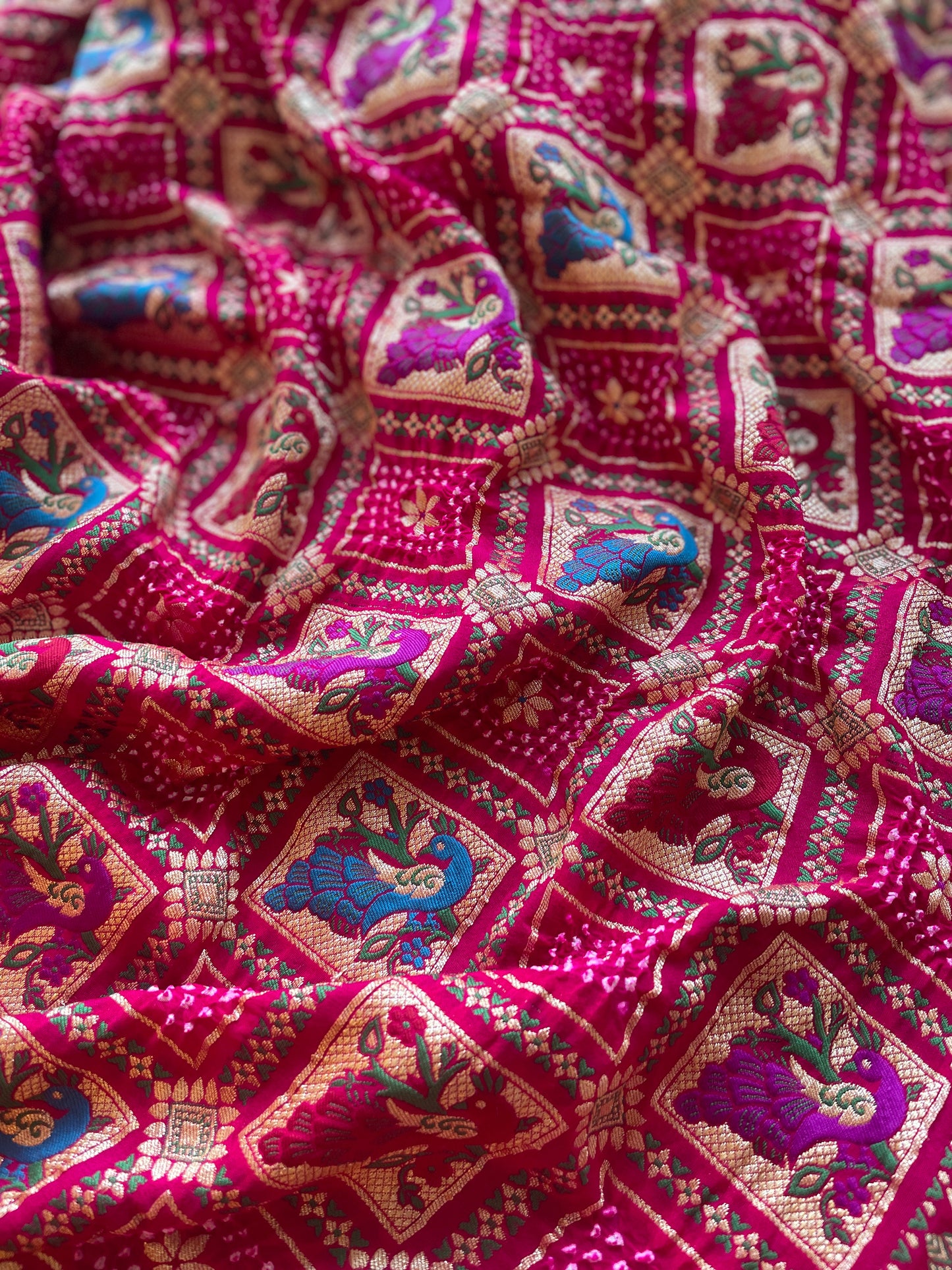 Multi-Color Figure Meena Rani Bandhej Dupatta