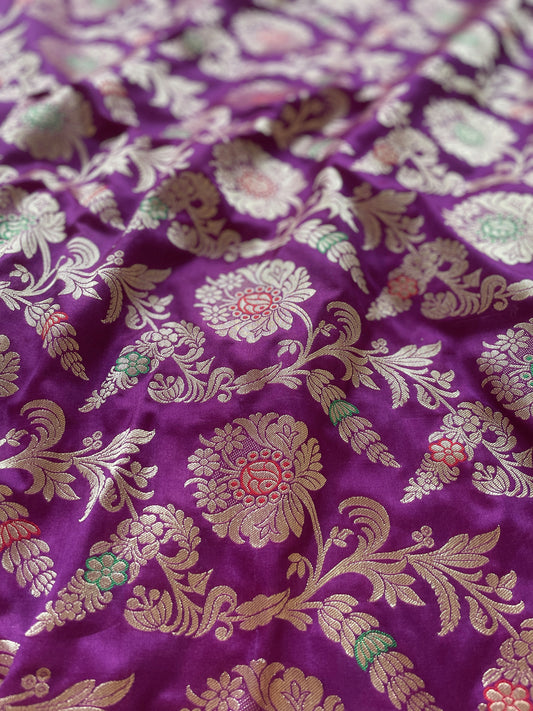 Purple Kadhua Jangla Meena Fabric