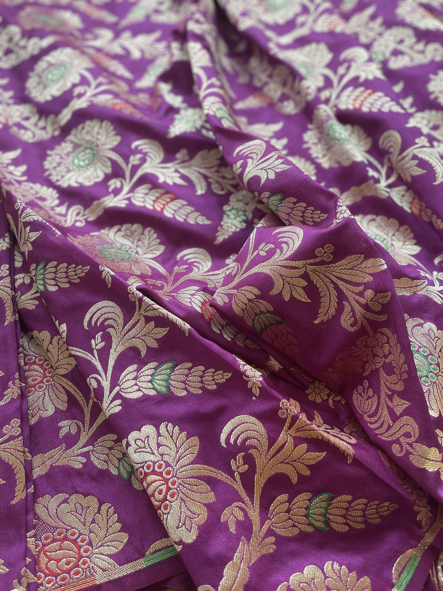 Purple Kadhua Jangla Meena Fabric