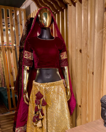 Velvet Jamawar Embroidered Set
