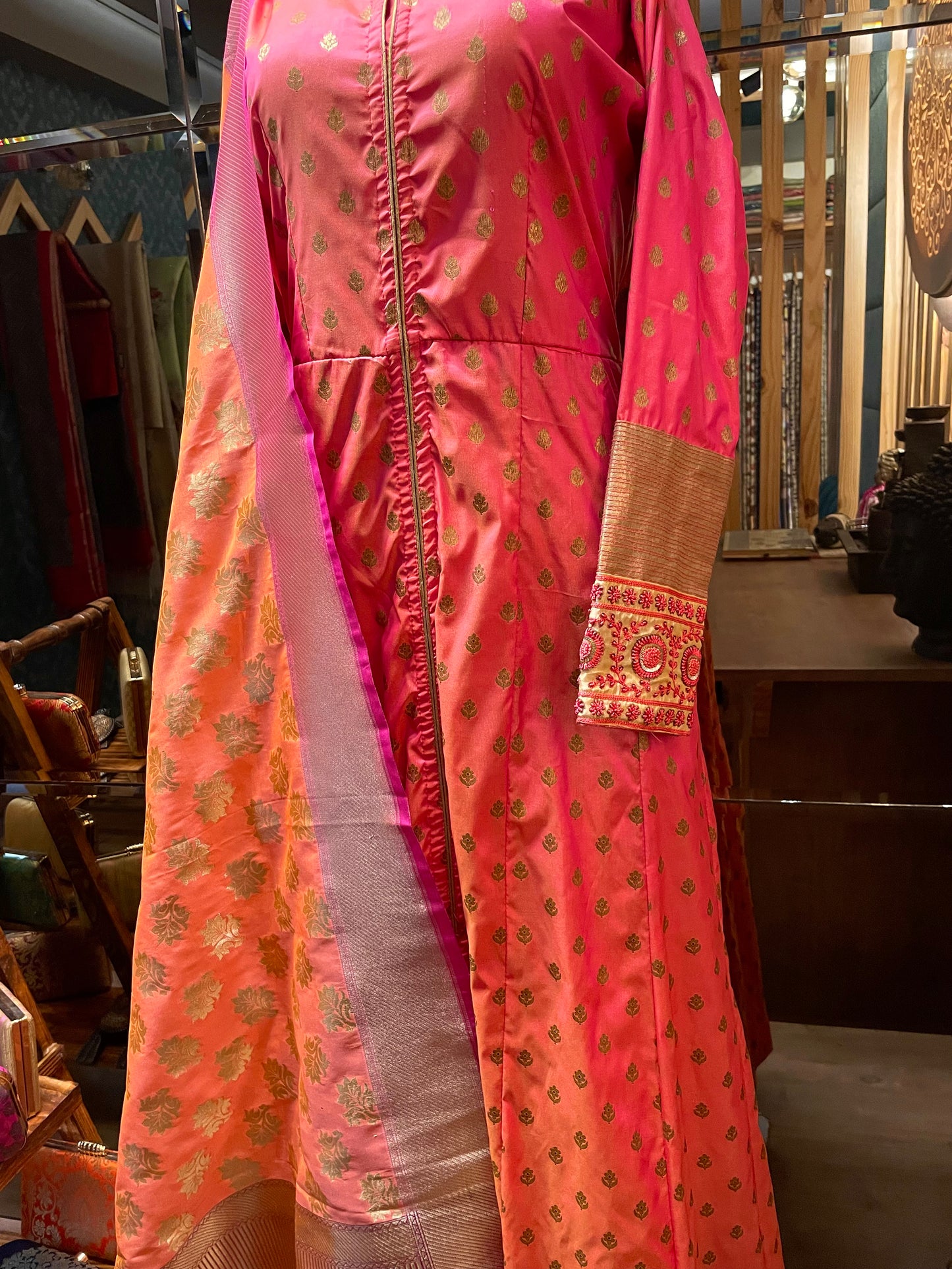 Pink Boota Silk Gown