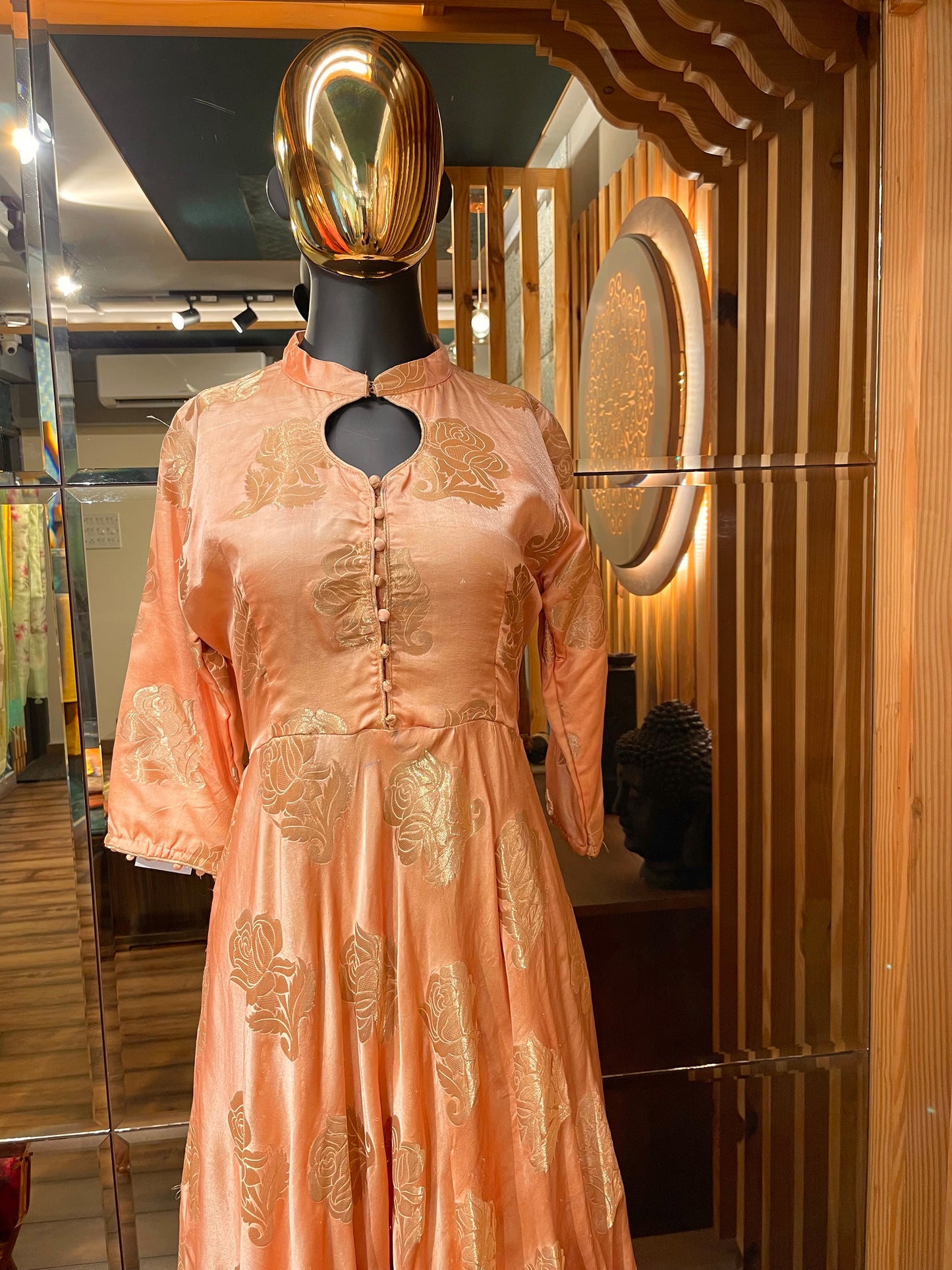 Pastel Pink Zari Boota Gown