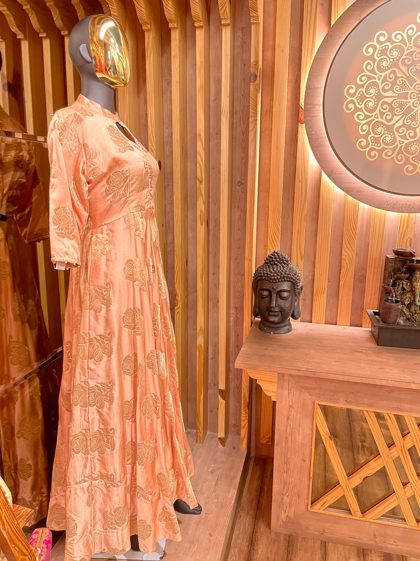 Pastel Pink Zari Boota Gown