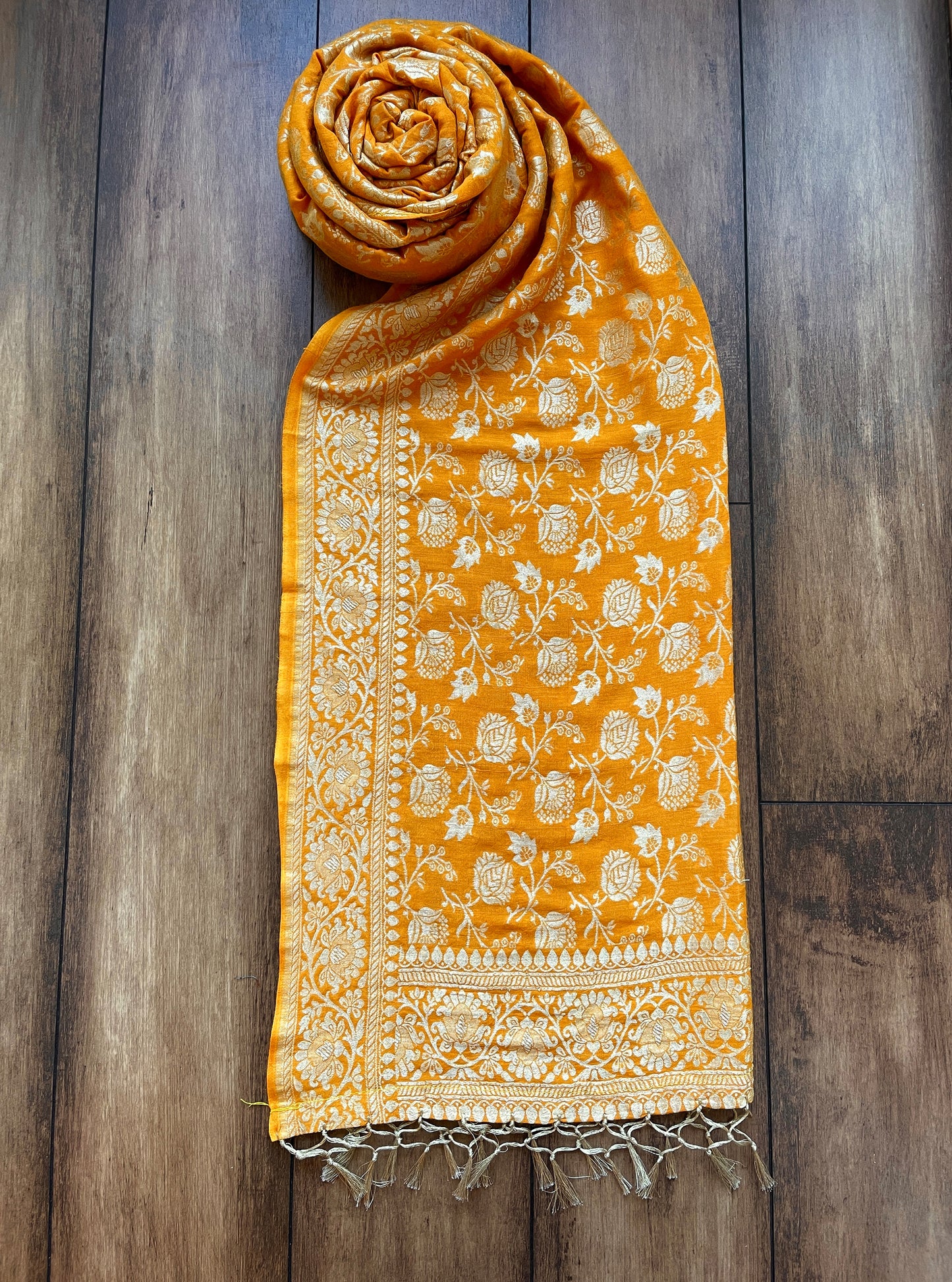 Yellow Ochre Moonga Silk Dupatta