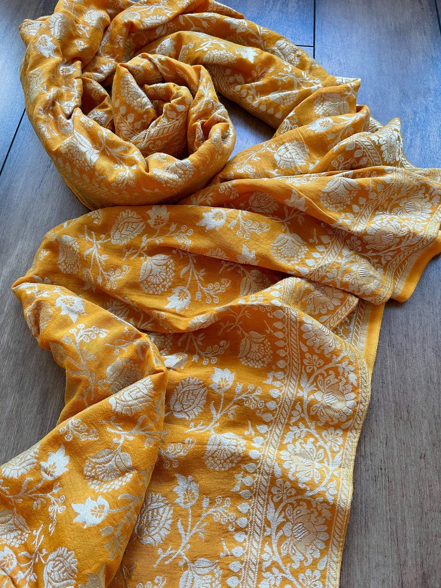 Yellow Ochre Moonga Silk Dupatta