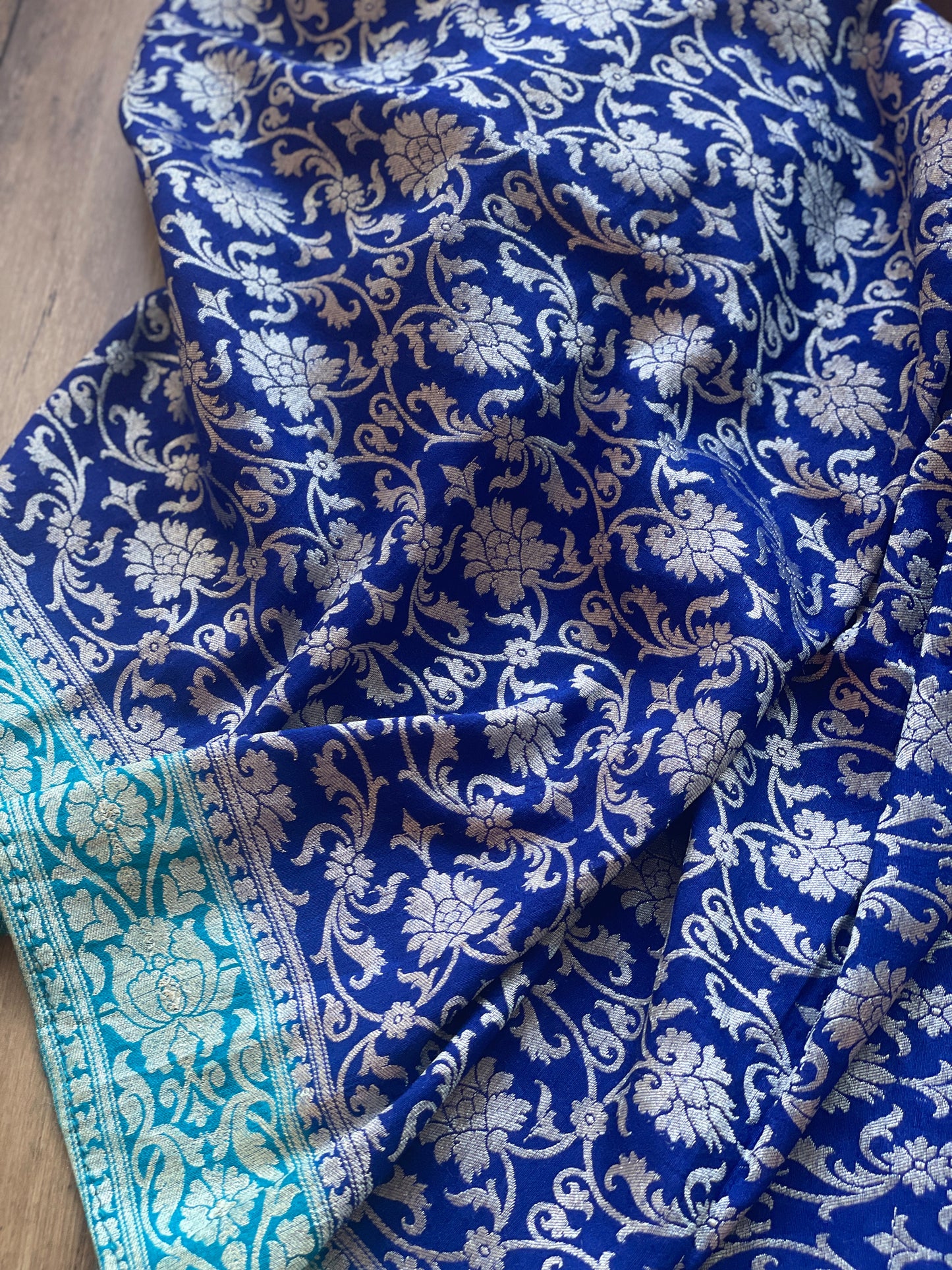 Shades of Blue Moonga Silk Dupatta