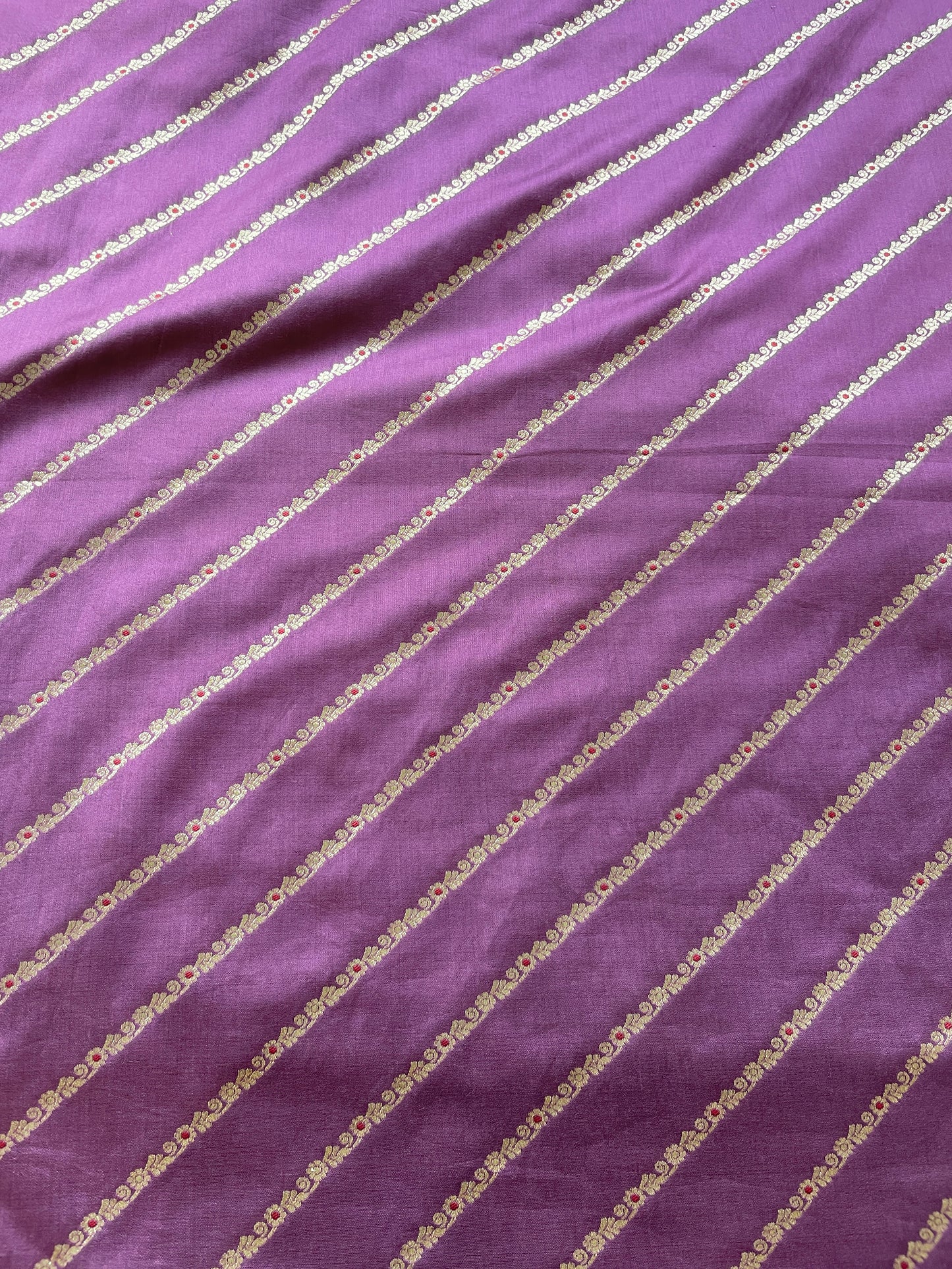 Mulberry Kadhua Leheriya Meenakari Purple Fabric