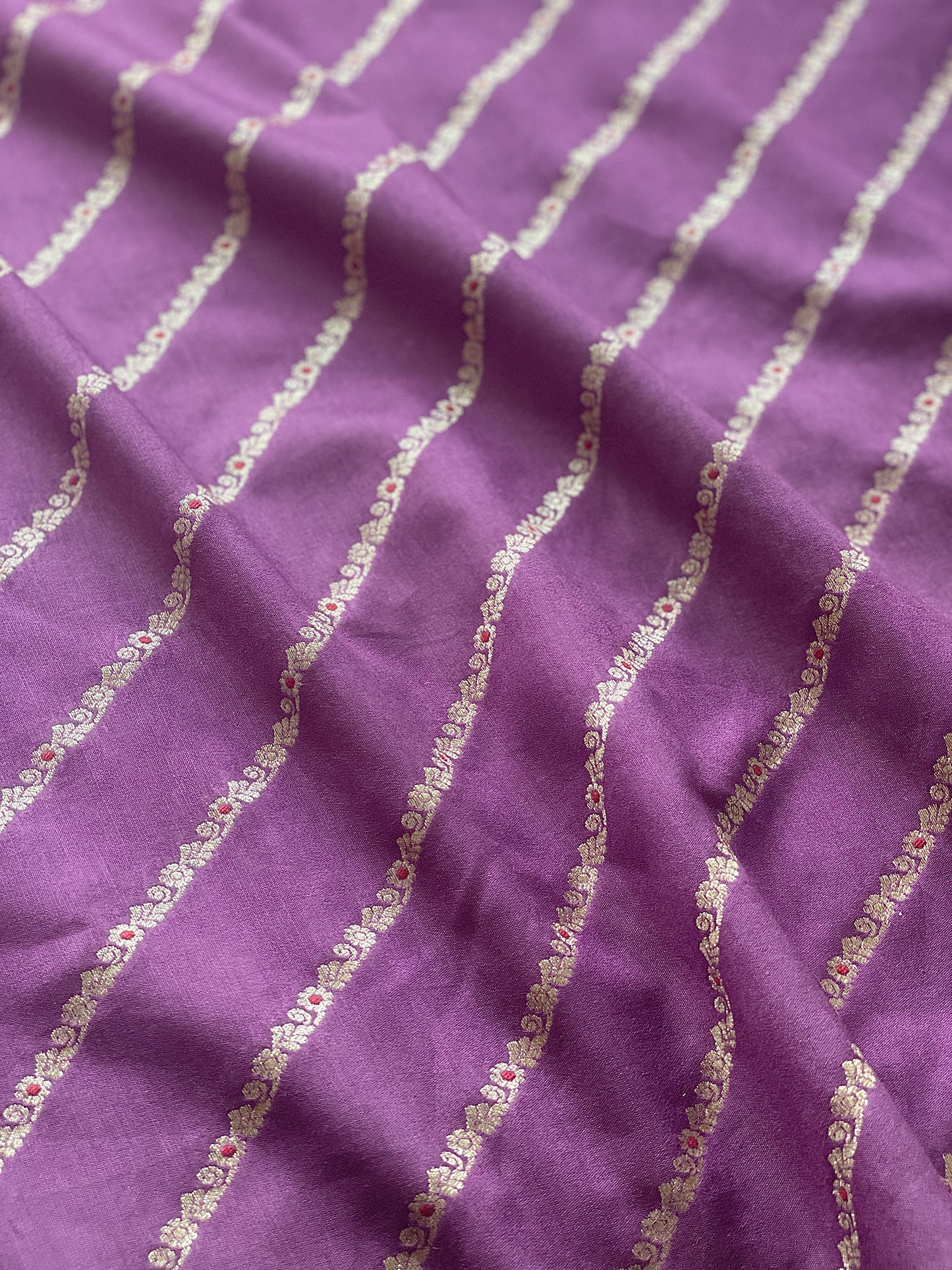 Mulberry Kadhua Leheriya Meenakari Purple Fabric