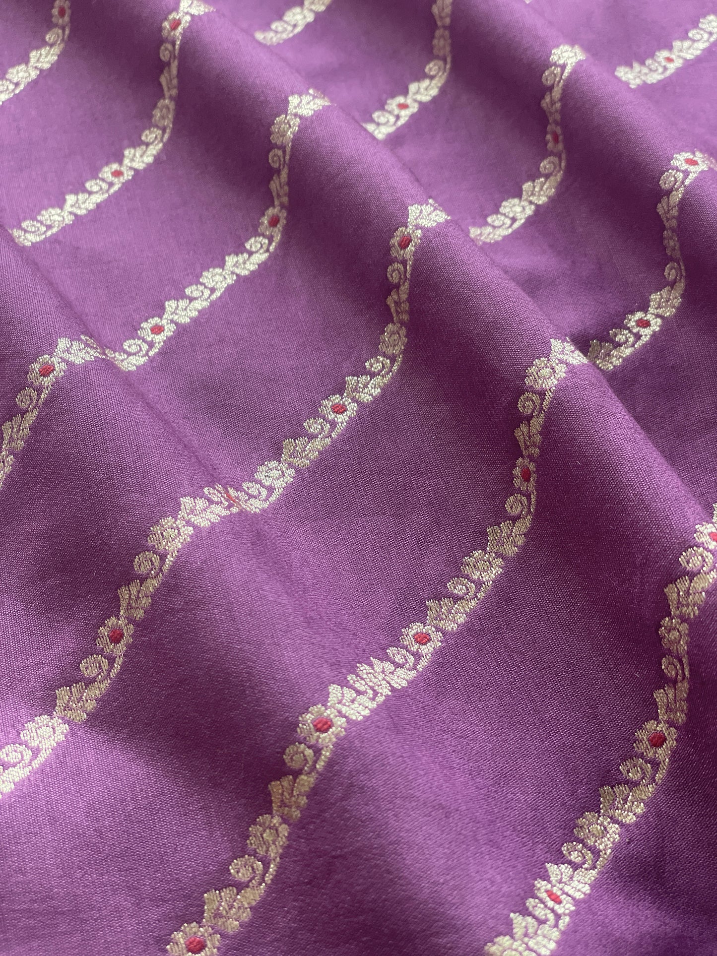 Mulberry Kadhua Leheriya Meenakari Purple Fabric