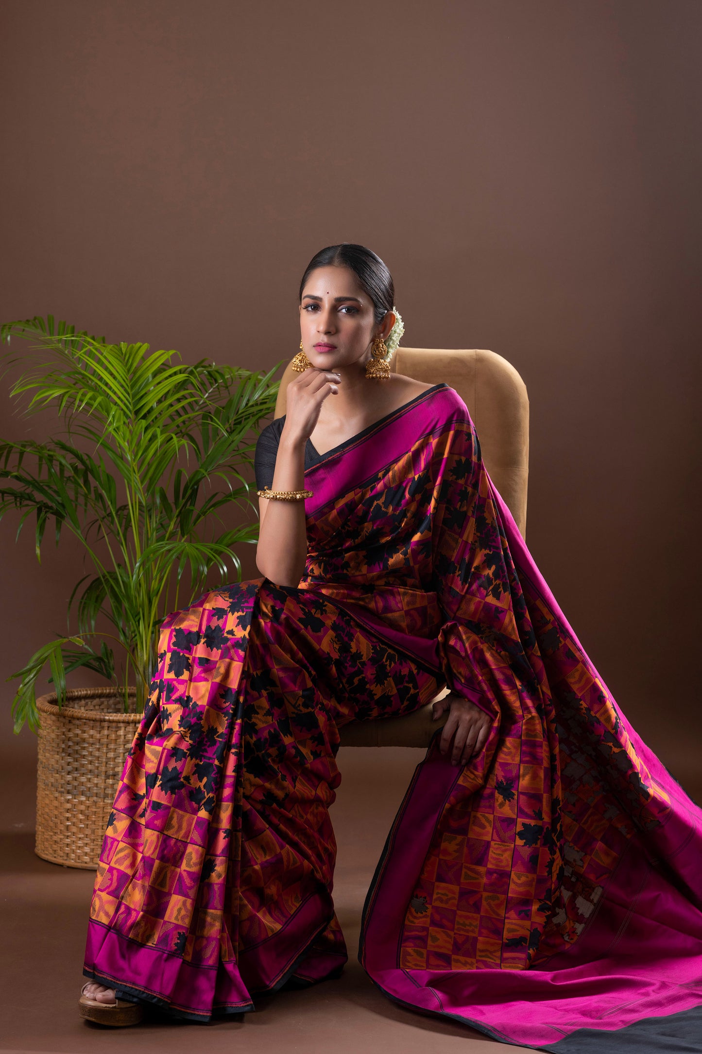 Multicolour Woven Katan Saree