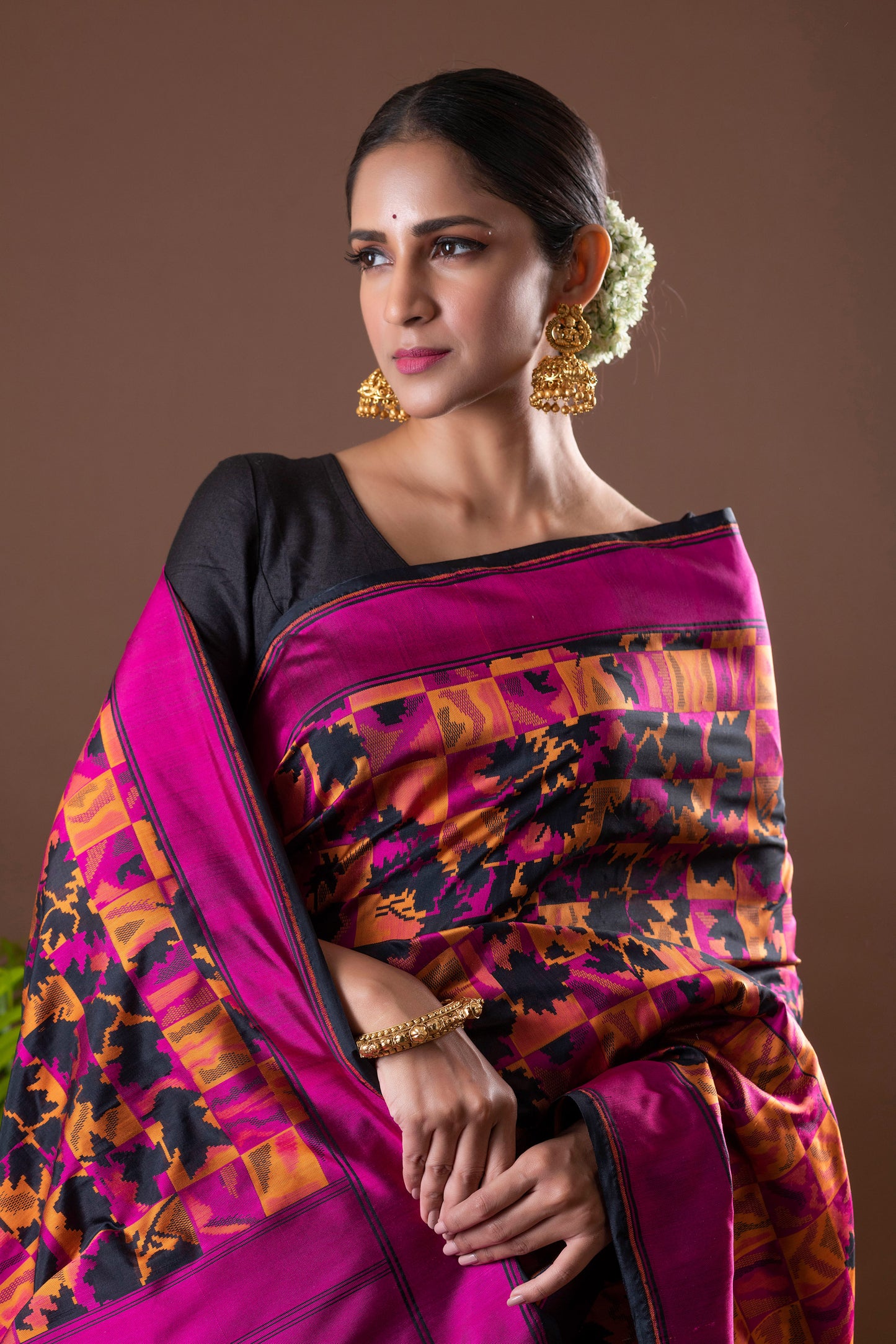 Multicolour Woven Katan Saree