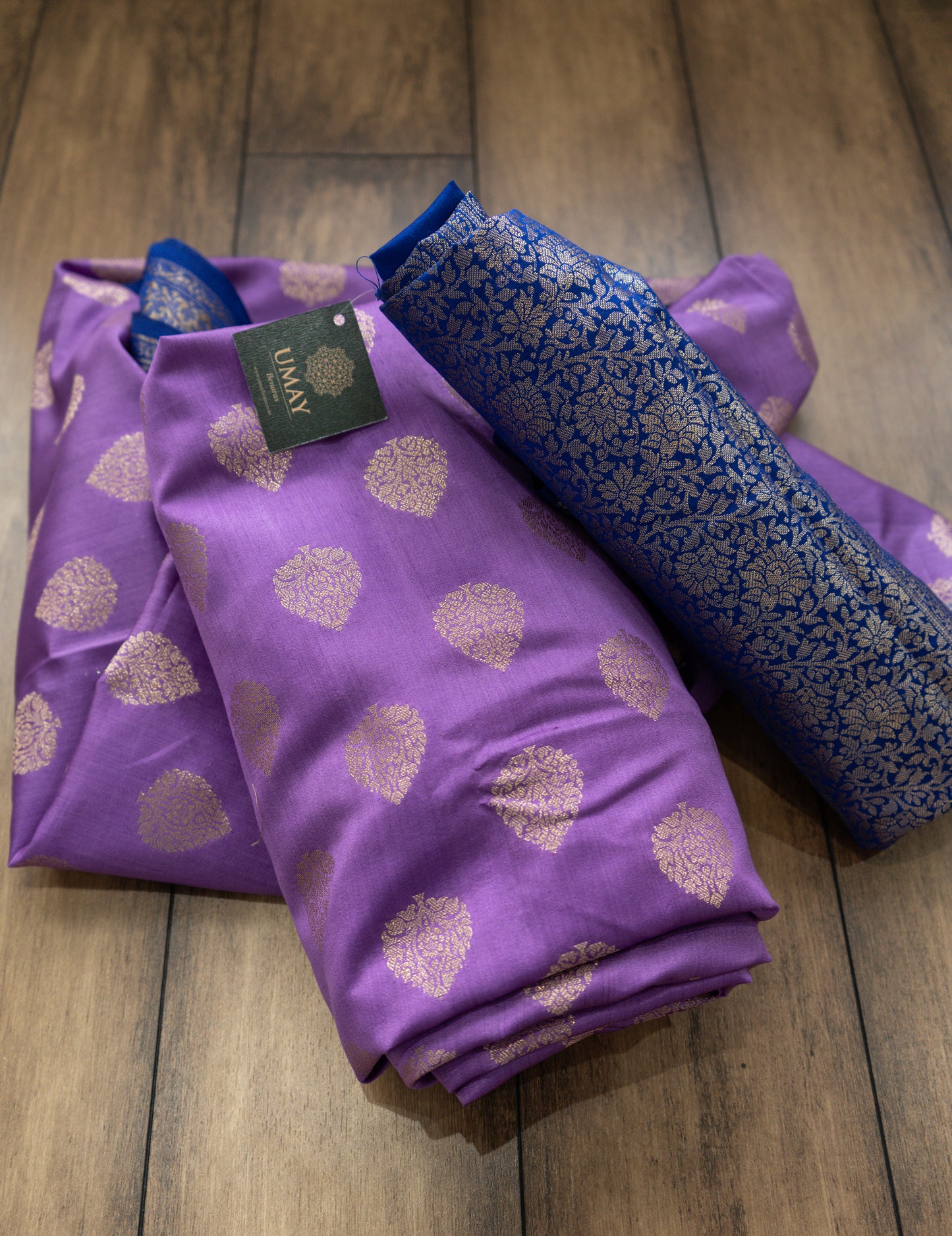 Handloom Chiniya Silk Purple-Blue Saree