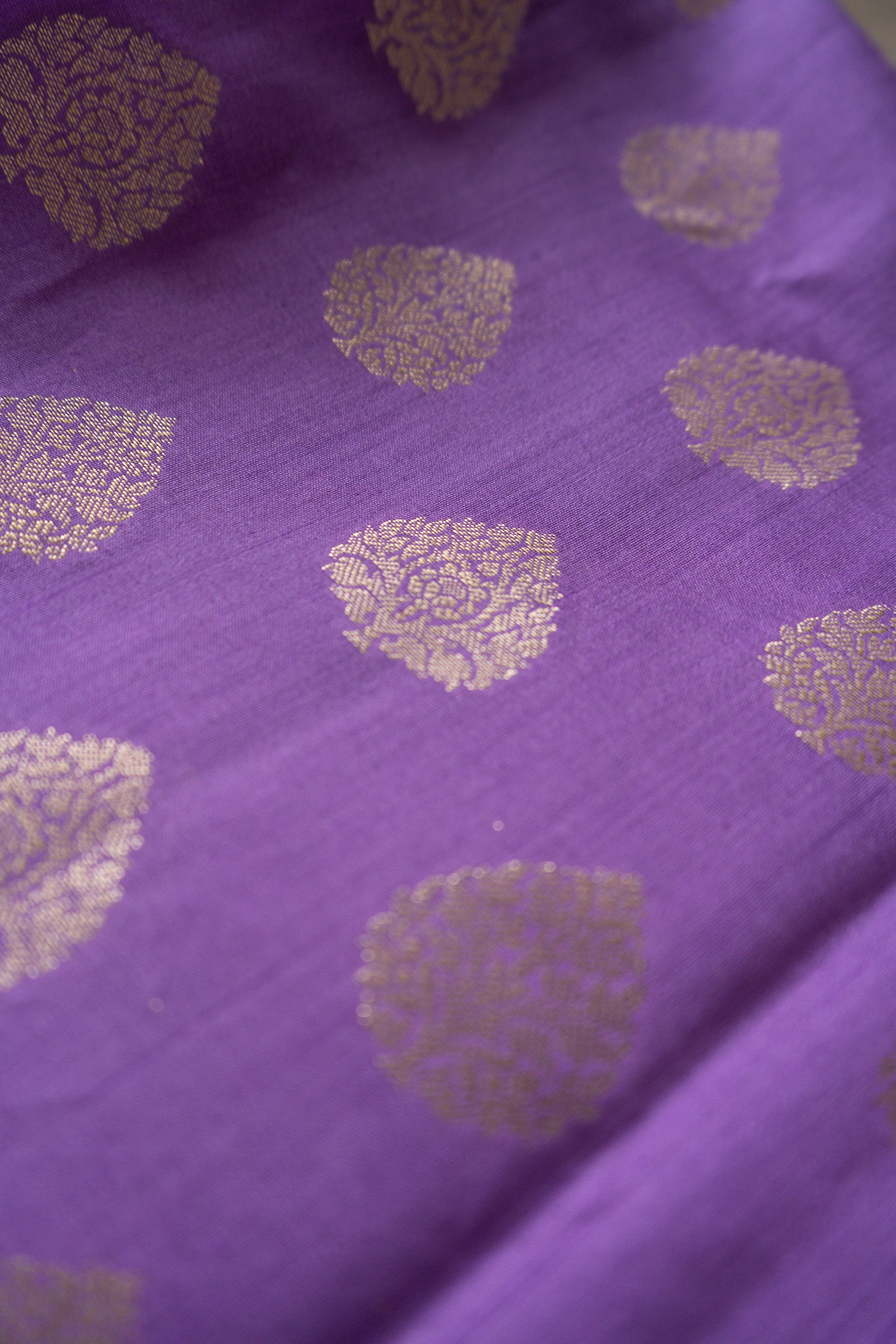 Handloom Chiniya Silk Purple-Blue Saree