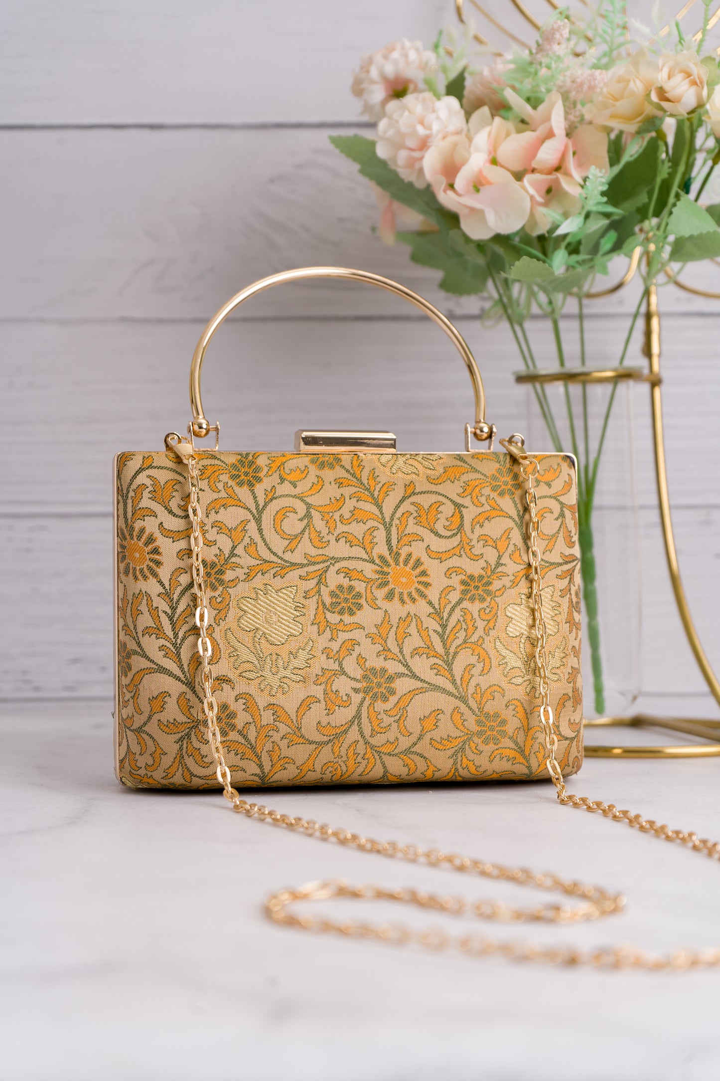 Kimkhwab Beige Clutch
