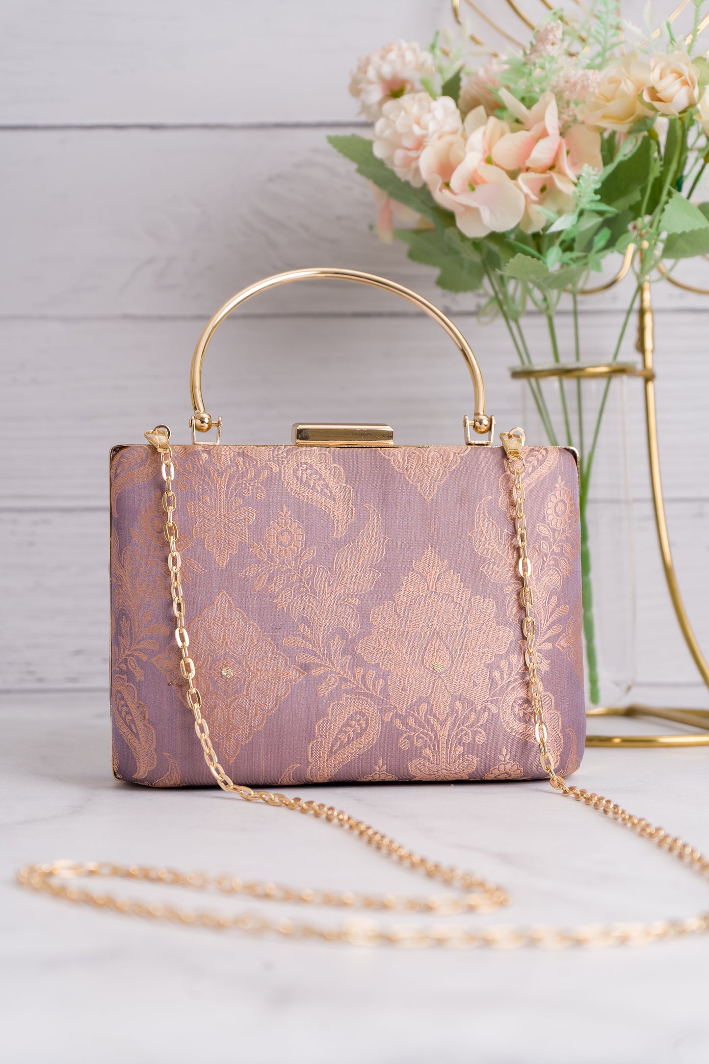 Kimkhwab Lavender Clutch