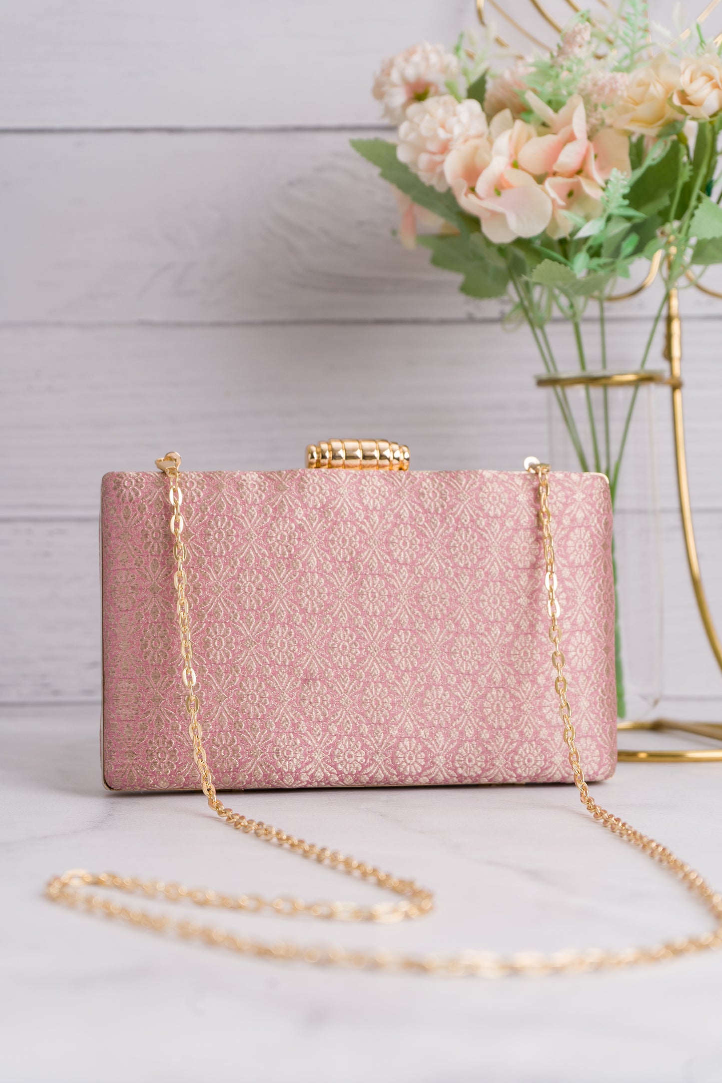 Naqshi Jaal Powder Pink Clutch