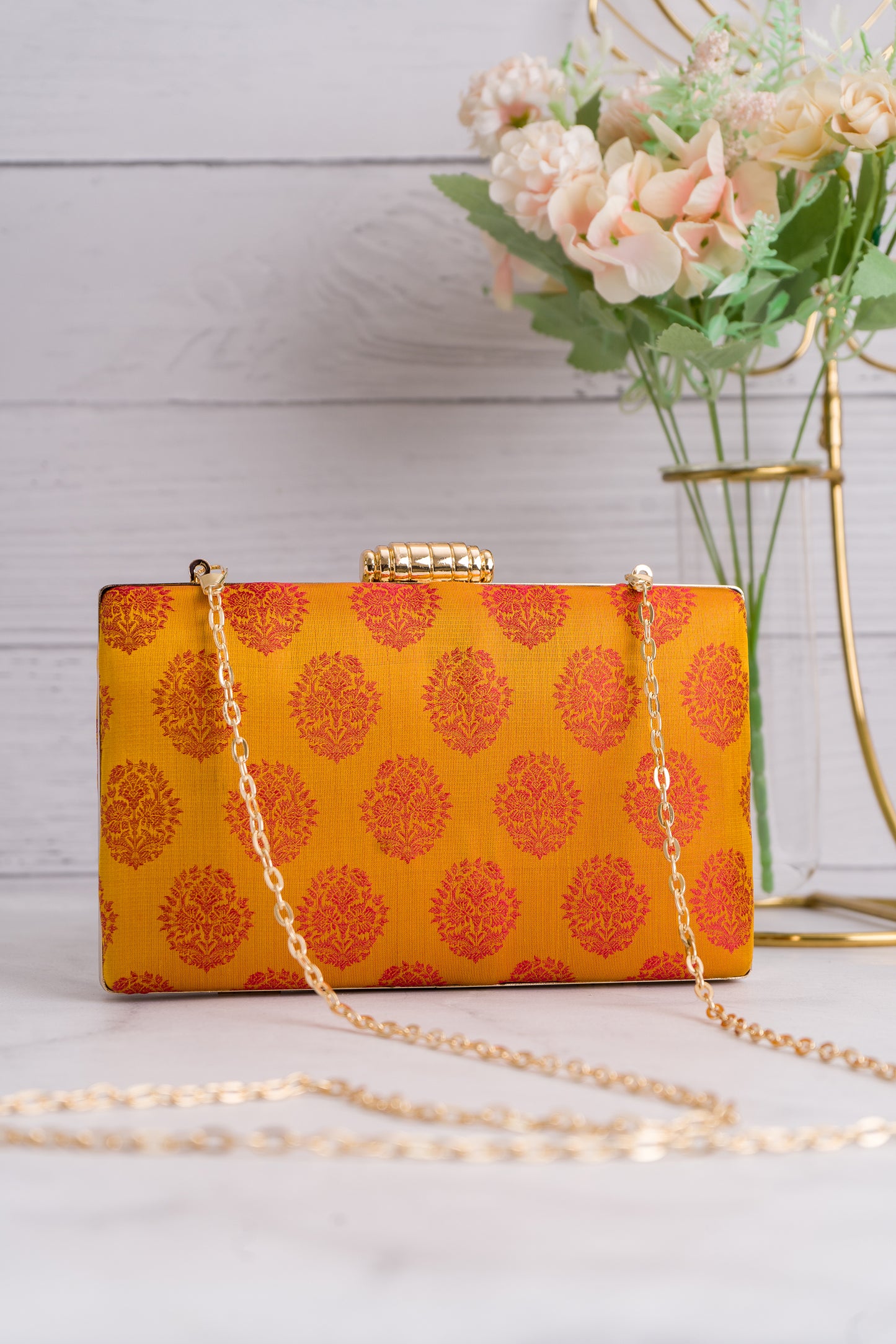 Dhoop Chav Tanchoi Yellow Red Clutch