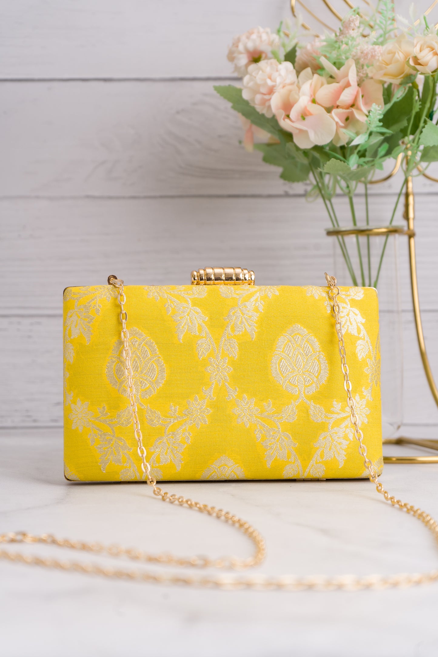 Palm Yellow Jaal Clutch