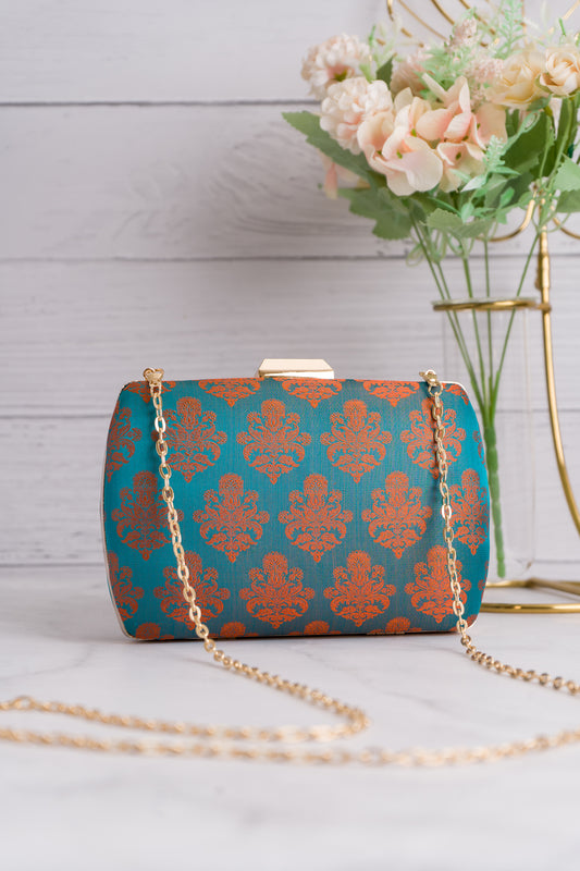 Dhoop Chaav Tanchoi Blue Orange Clutch