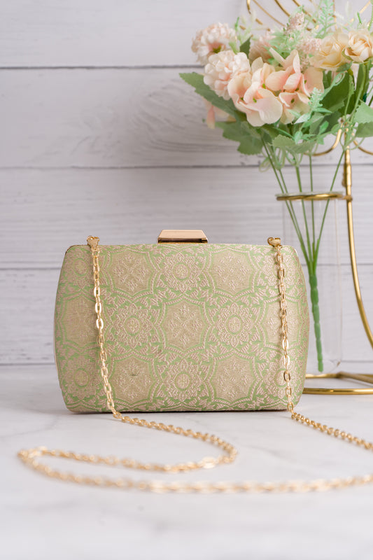 Naqshi Jaal Green Clutch