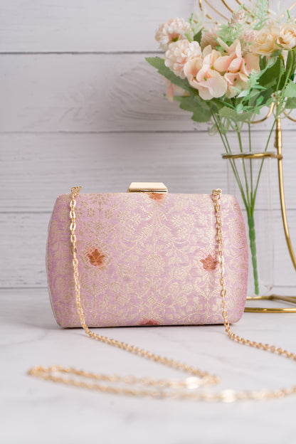 Palm Meenakari Jaal Lavender Clutch