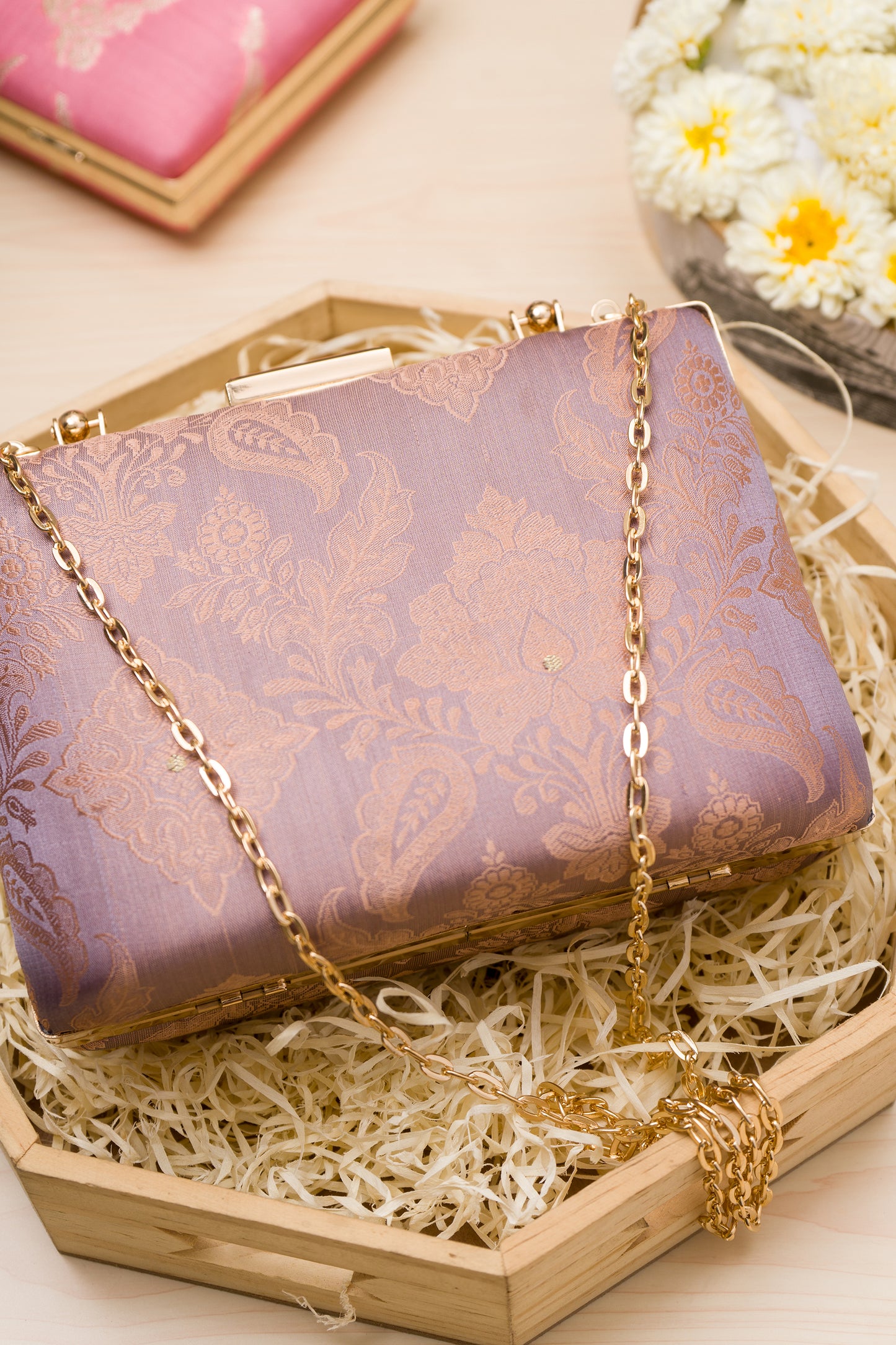 Kimkhwab Lavender Clutch