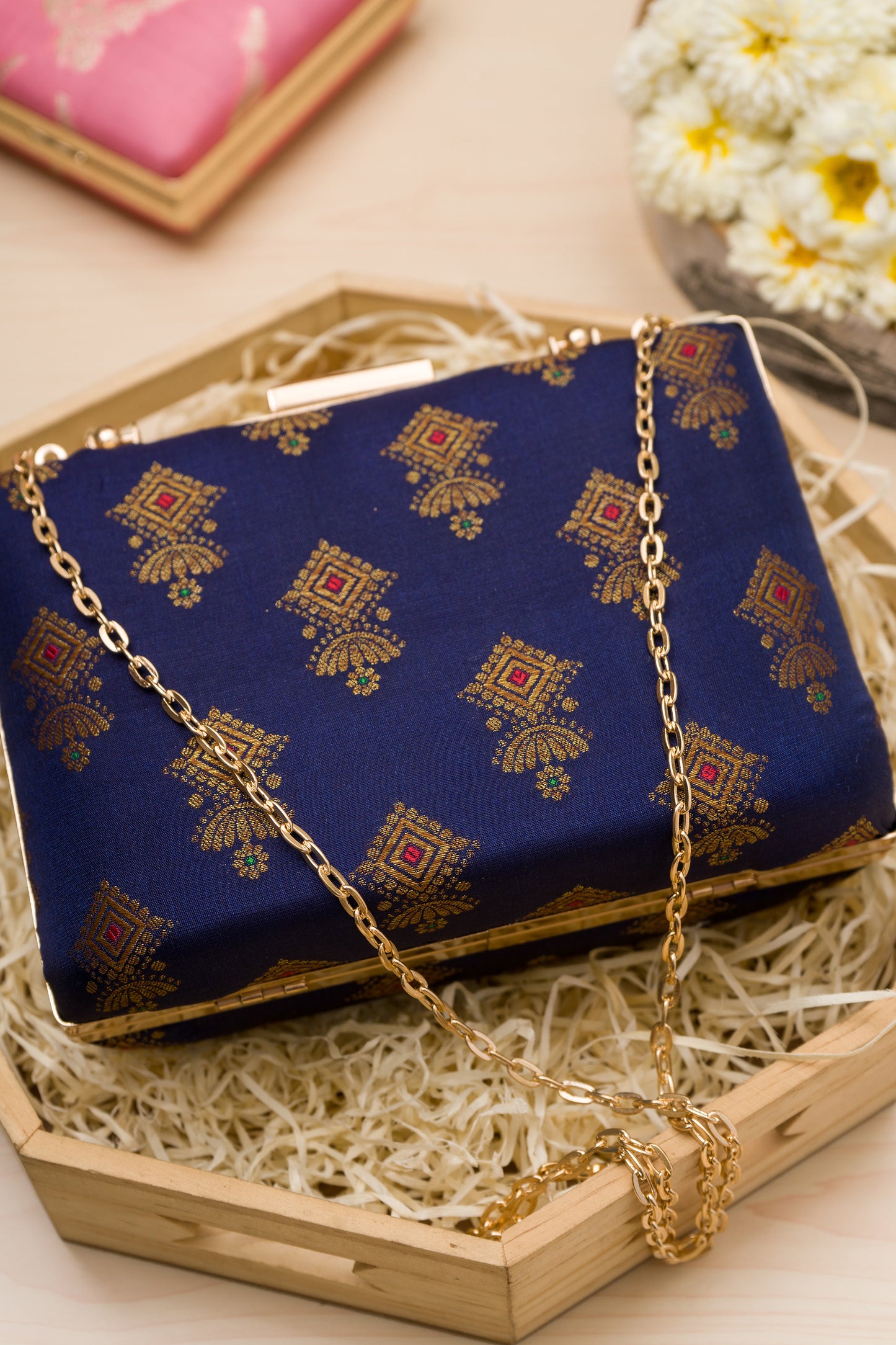 Blue Meenakari Clutch