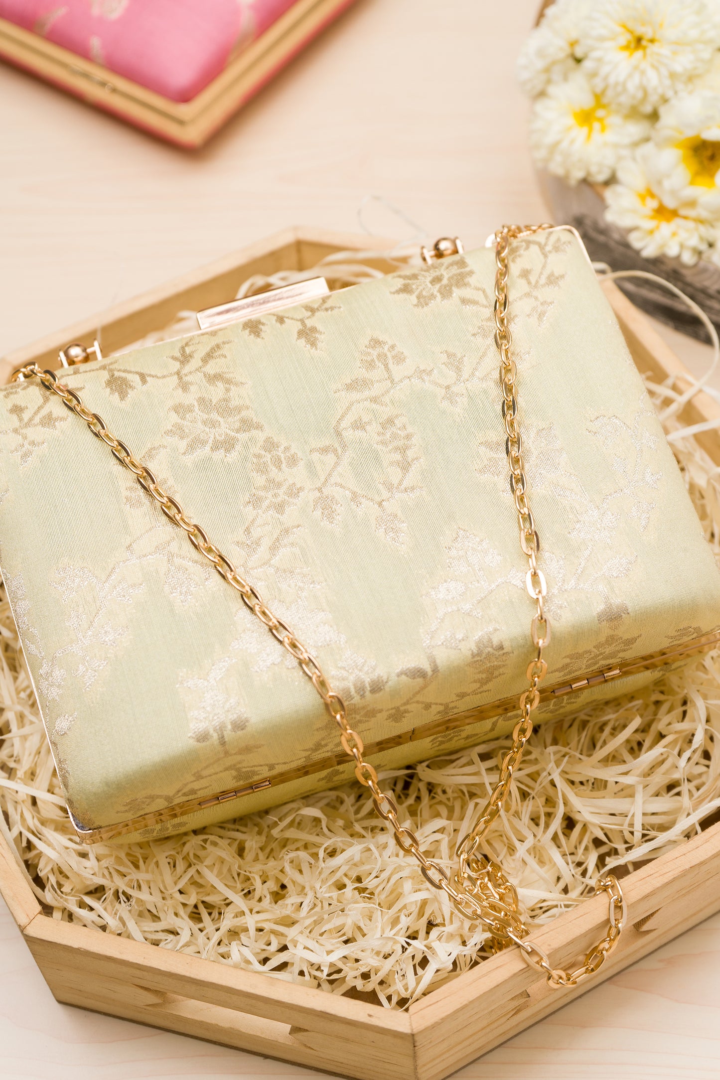 Palm Lemon Jaal Clutch