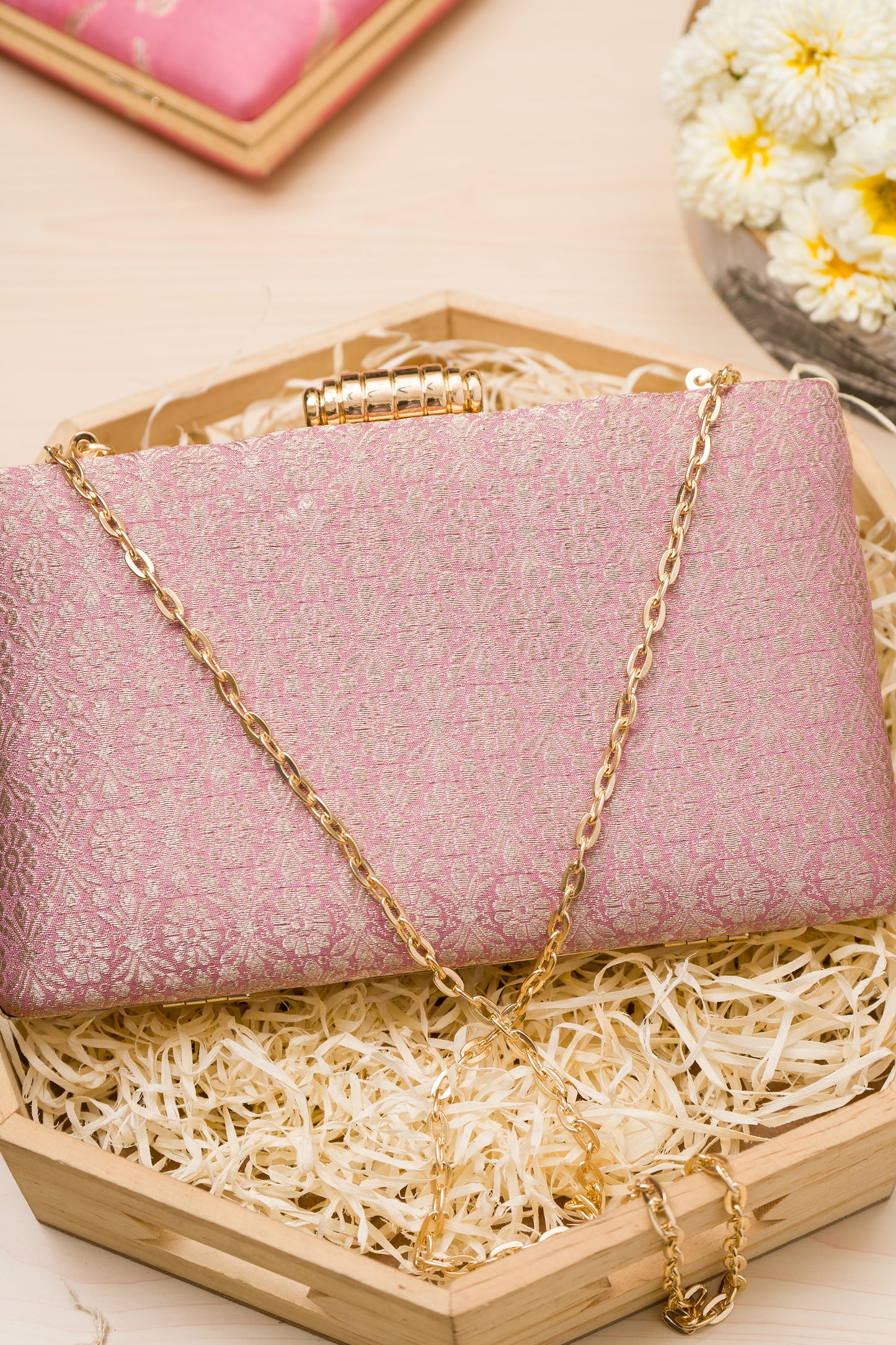 Naqshi Jaal Powder Pink Clutch