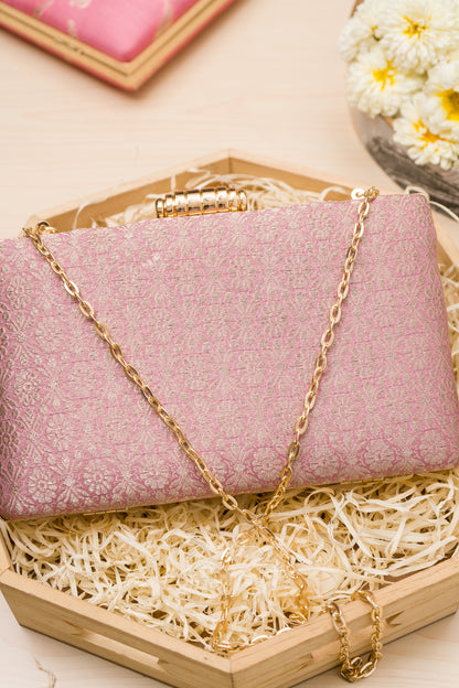 Naqshi Jaal Powder Pink Clutch