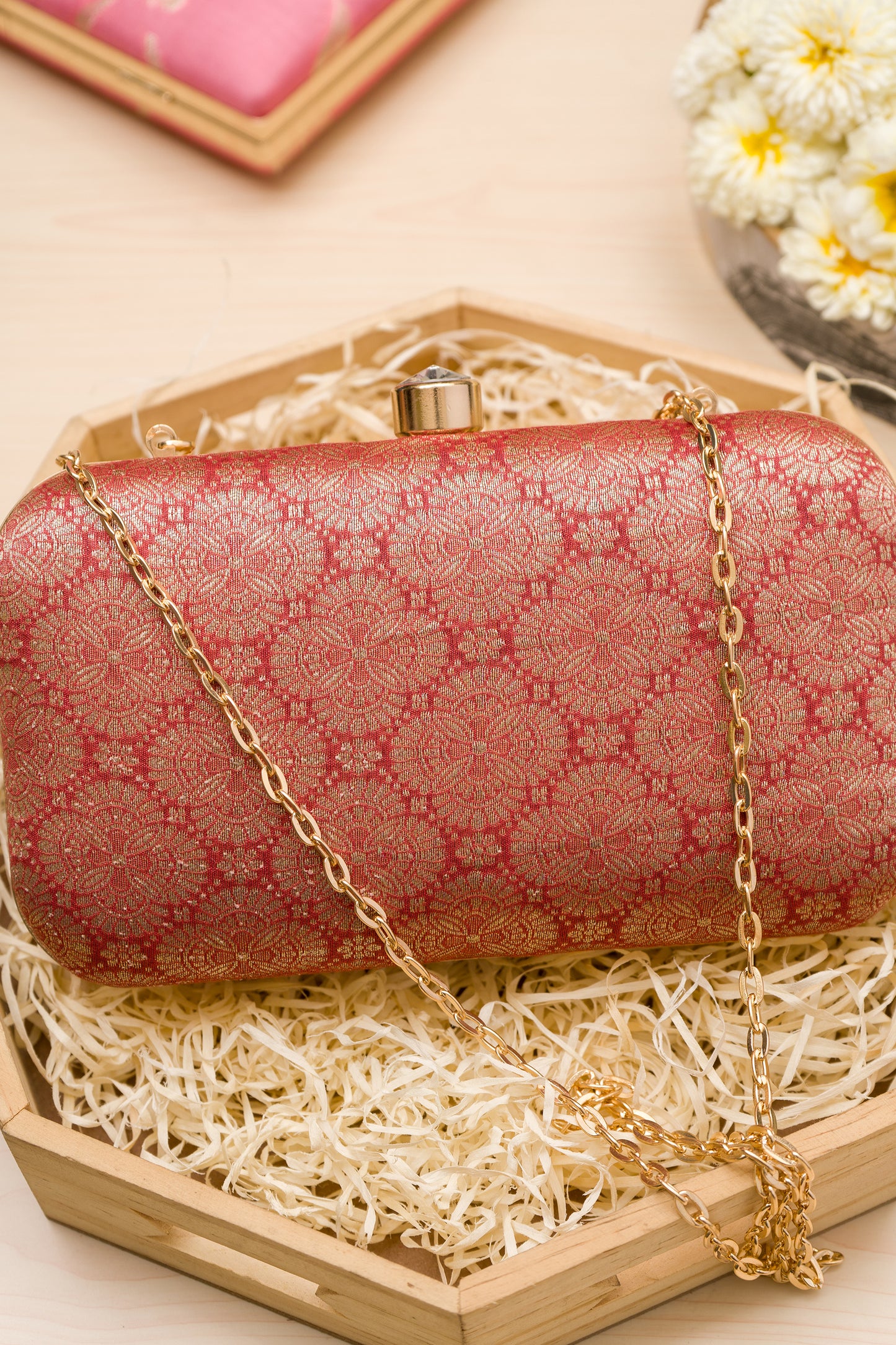 Naqshi Boota Red Clutch