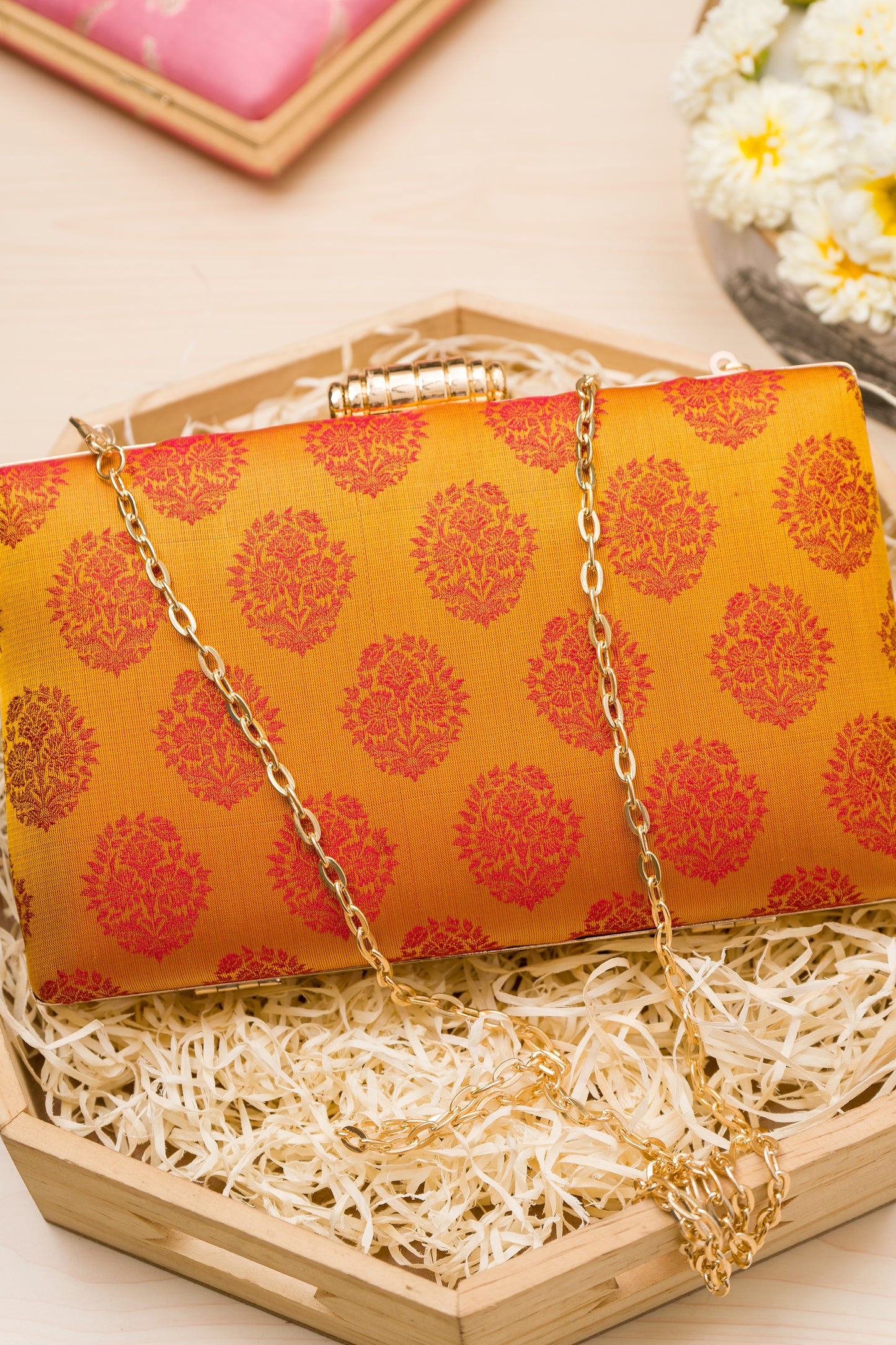 Dhoop Chav Tanchoi Yellow Red Clutch