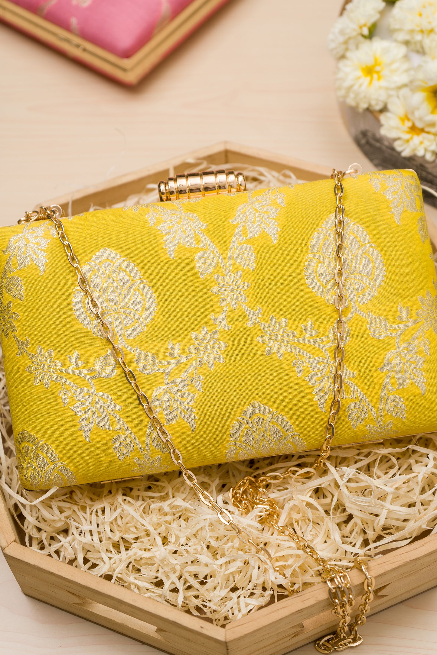 Palm Yellow Jaal Clutch