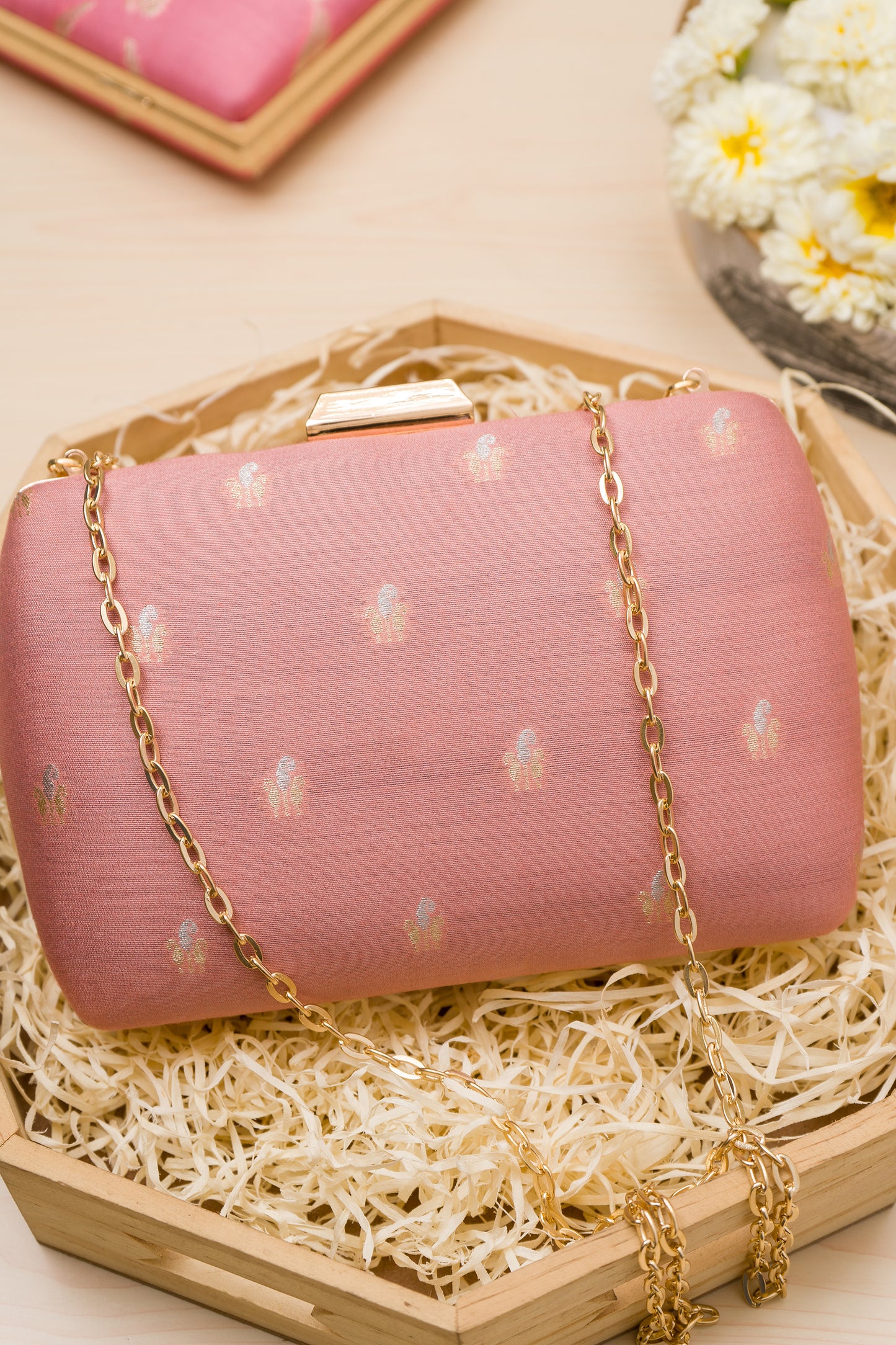 Mulberry Silver Golden Booti (Powder Pink) Clutch