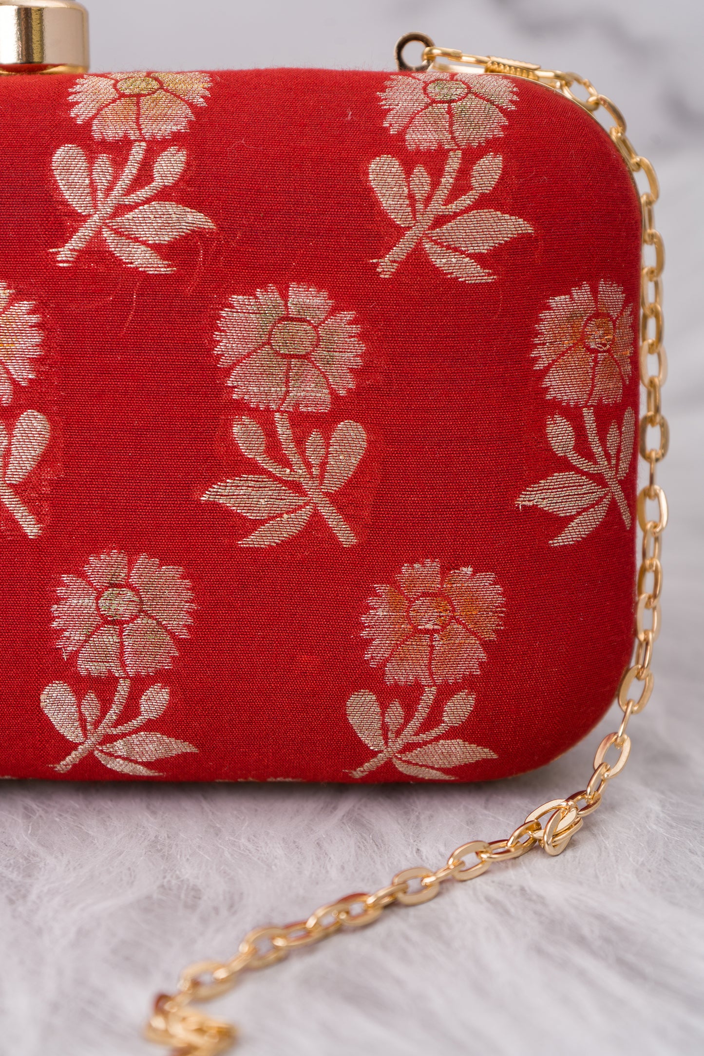 Red Palm Floral Meenakari Clutch