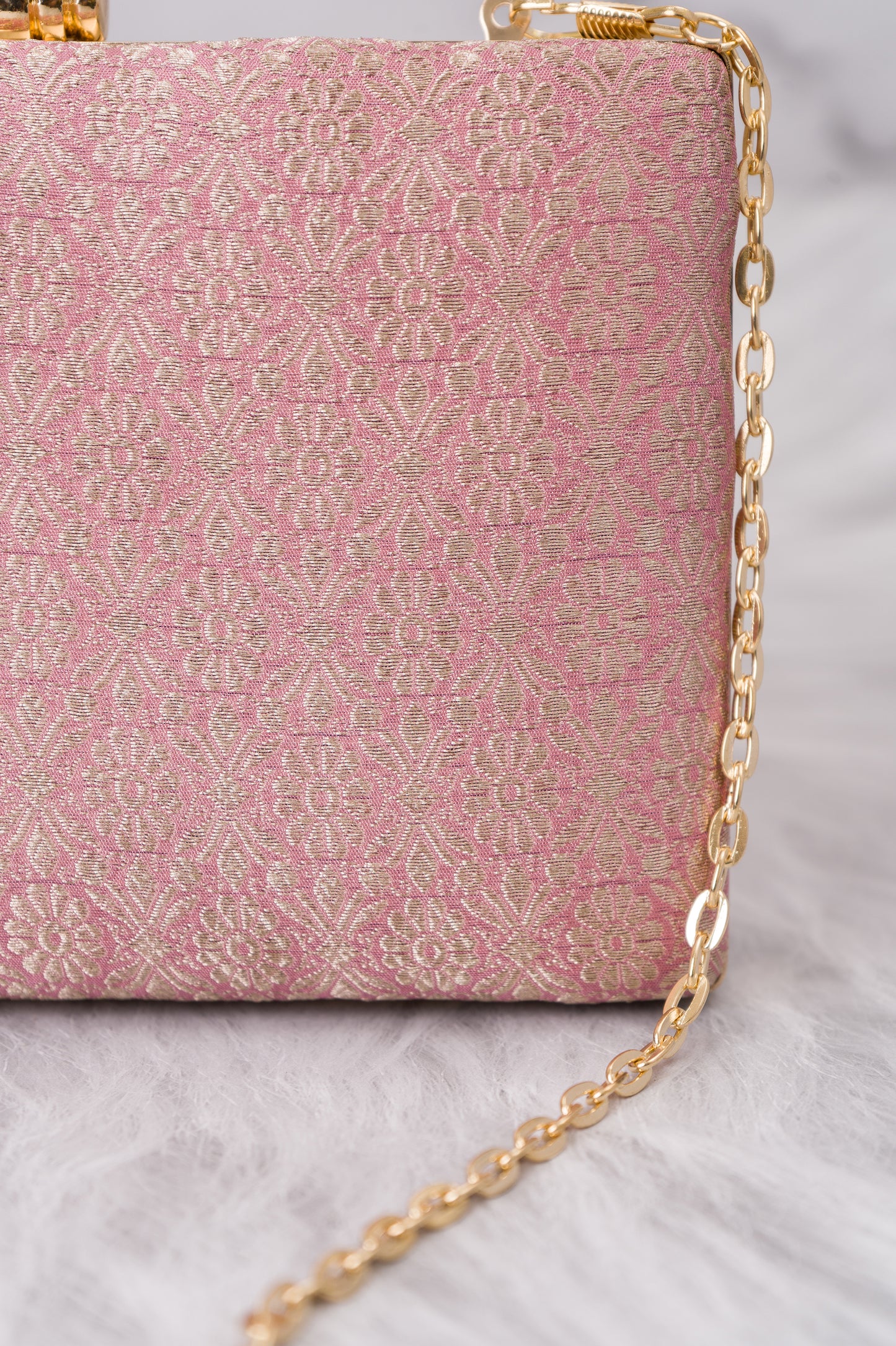 Naqshi Jaal Powder Pink Clutch