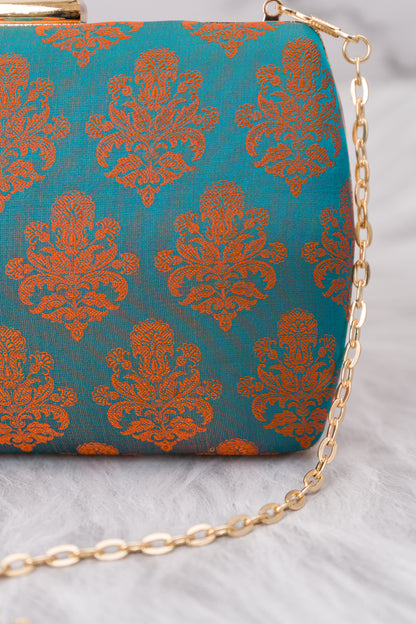 Dhoop Chaav Tanchoi Blue Orange Clutch