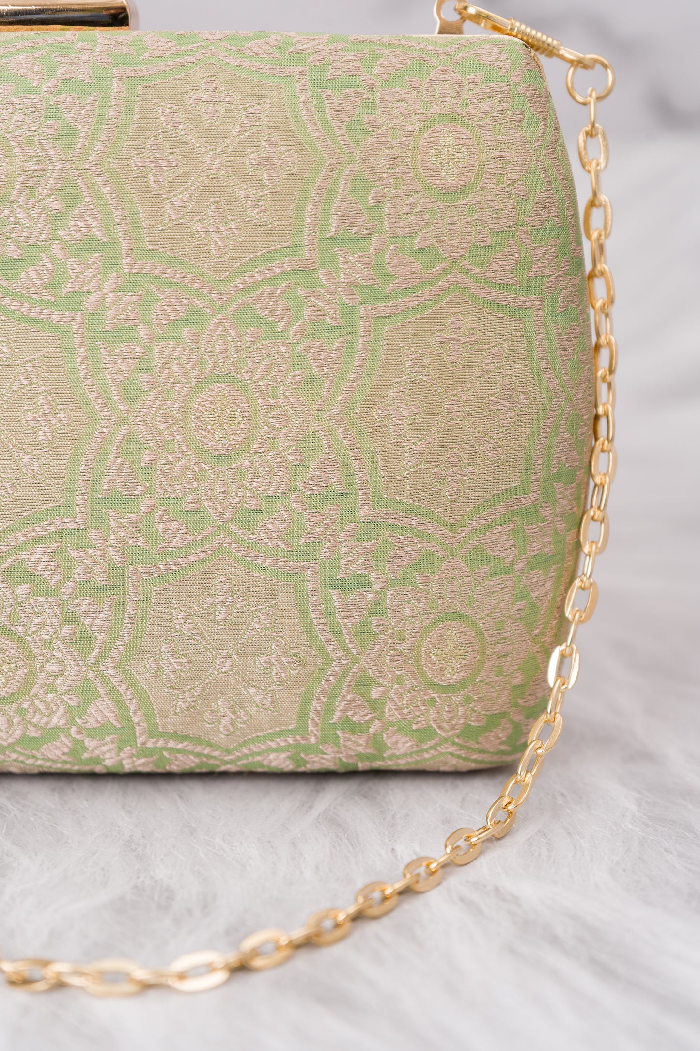 Naqshi Jaal Green Clutch