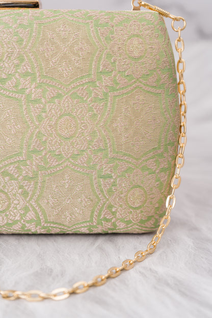 Naqshi Jaal Green Clutch