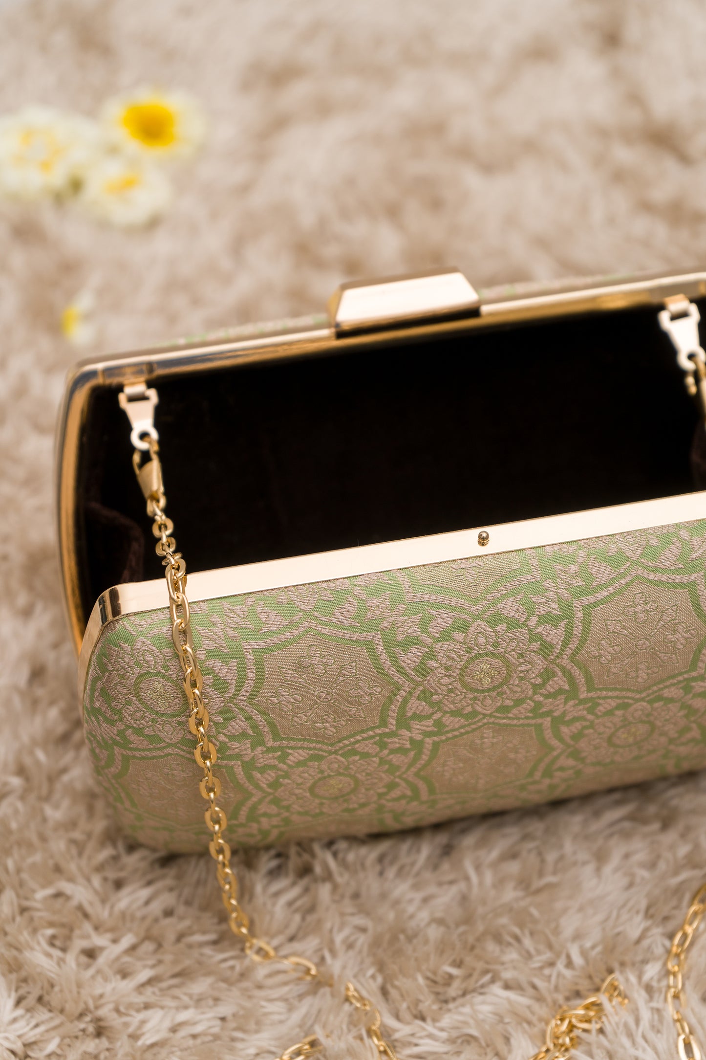 Naqshi Jaal Green Clutch