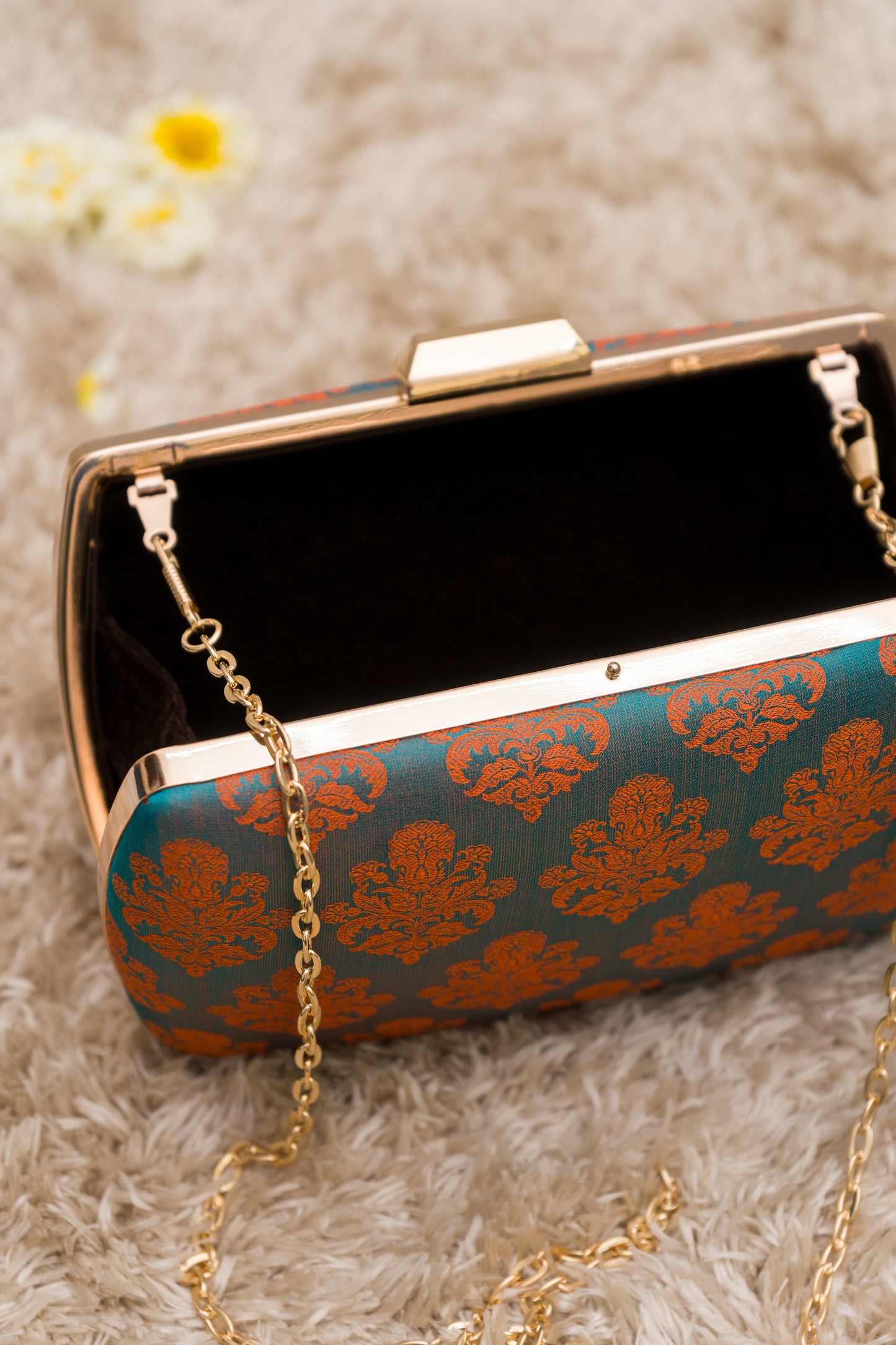 Dhoop Chaav Tanchoi Blue Orange Clutch