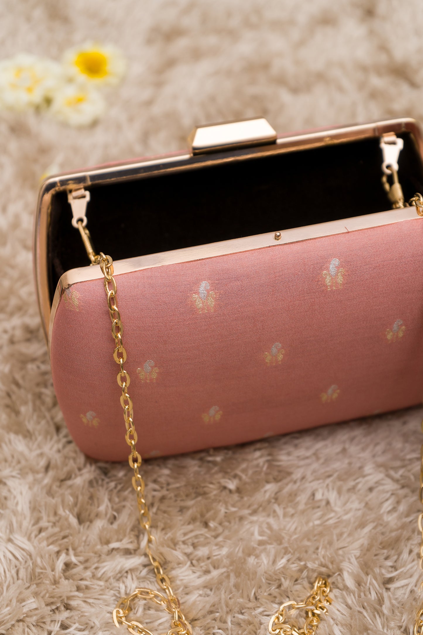 Mulberry Silver Golden Booti (Powder Pink) Clutch