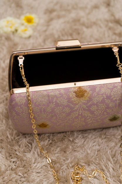 Palm Meenakari Jaal Lavender Clutch