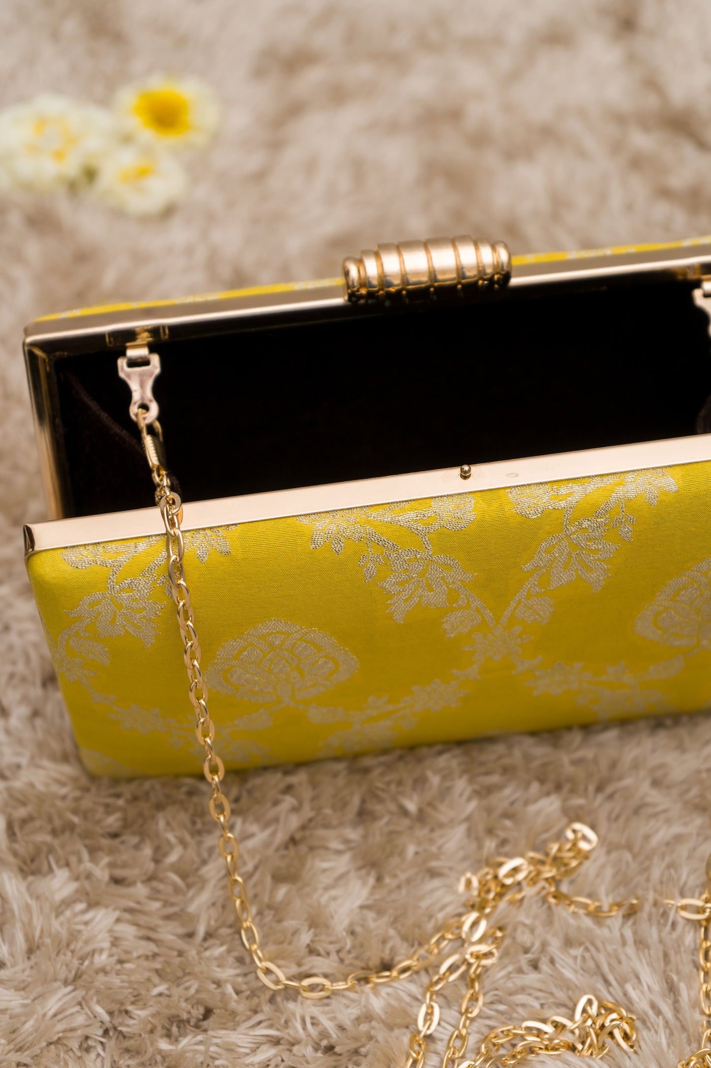 Palm Yellow Jaal Clutch