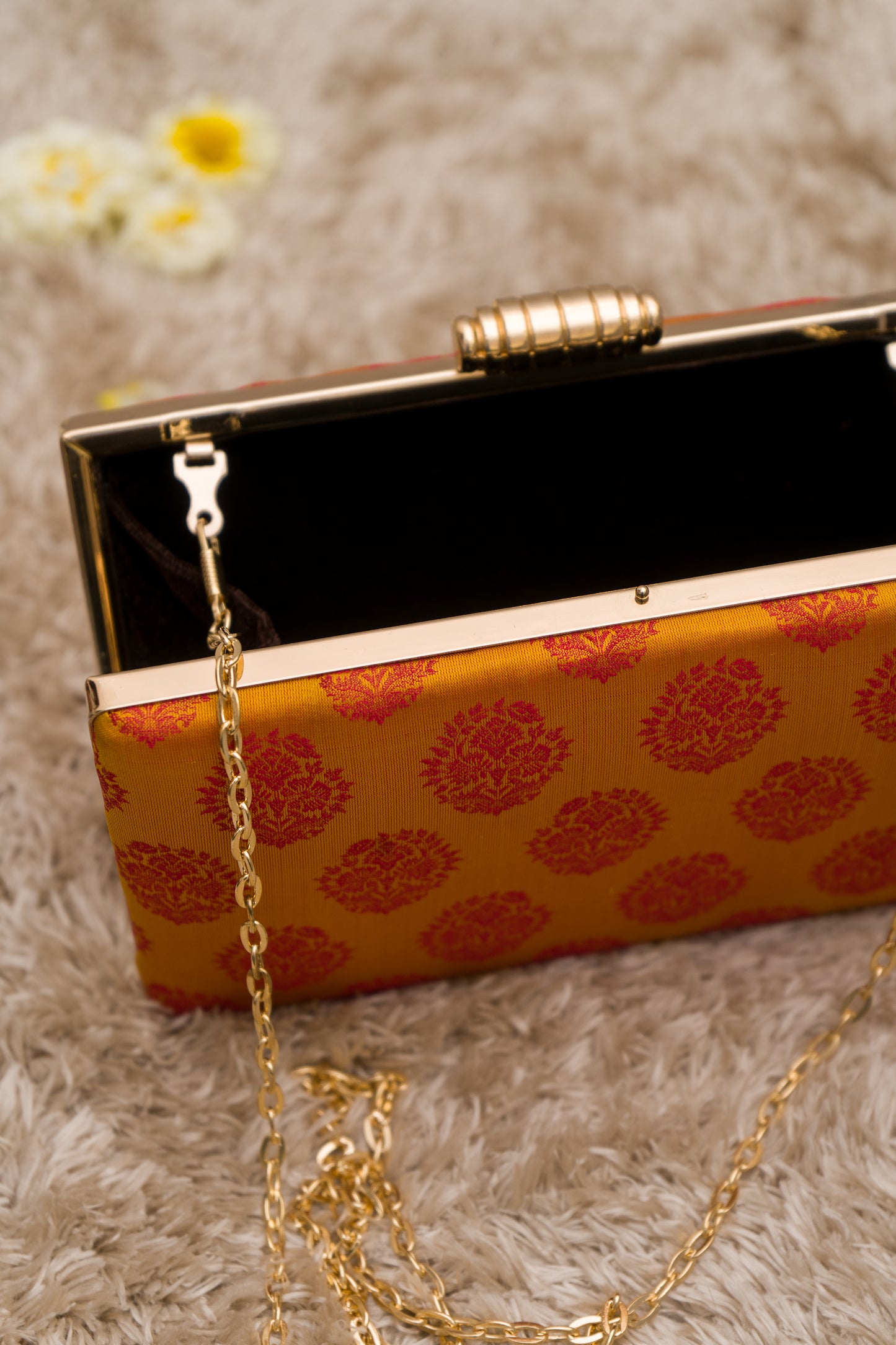 Dhoop Chav Tanchoi Yellow Red Clutch