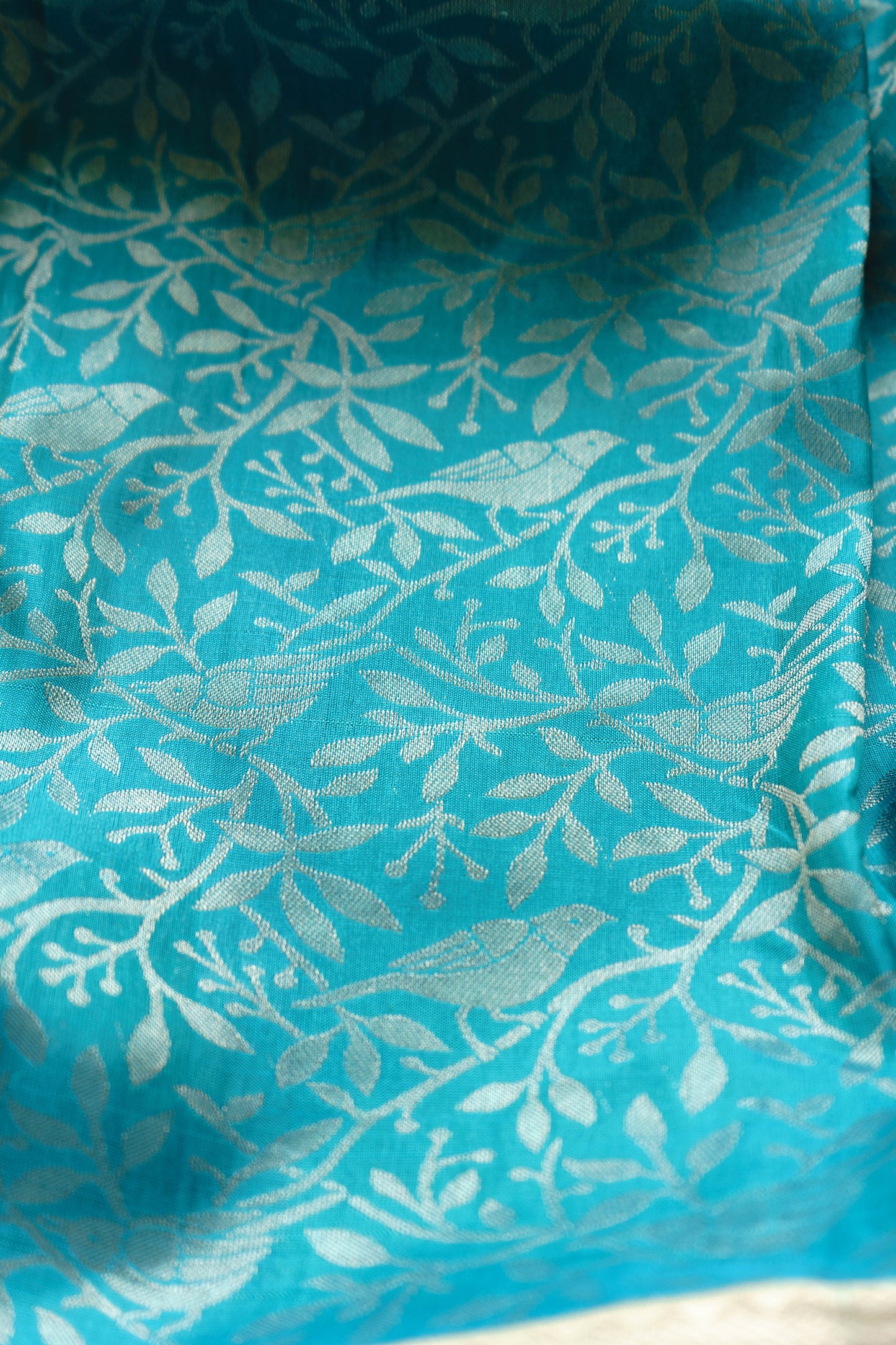 Blue and White Kanjeevaram Saree