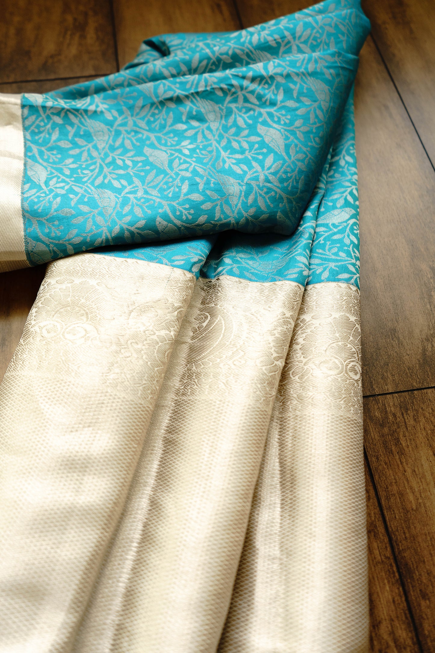 Blue and White Kanjeevaram Saree